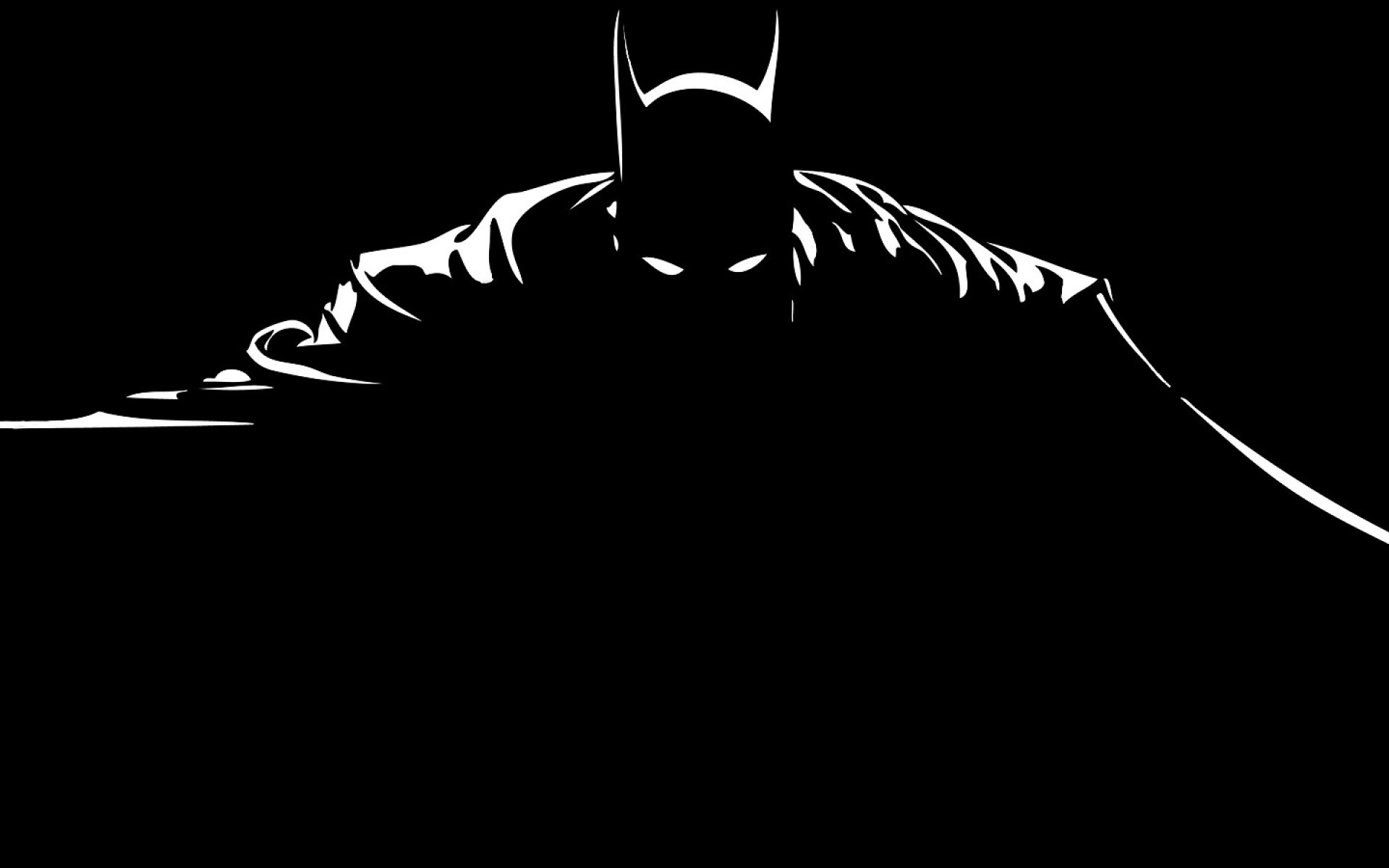 Batman, Silhouette, Sfondo nero, Minimalista, Full HD, wallpaper per computer