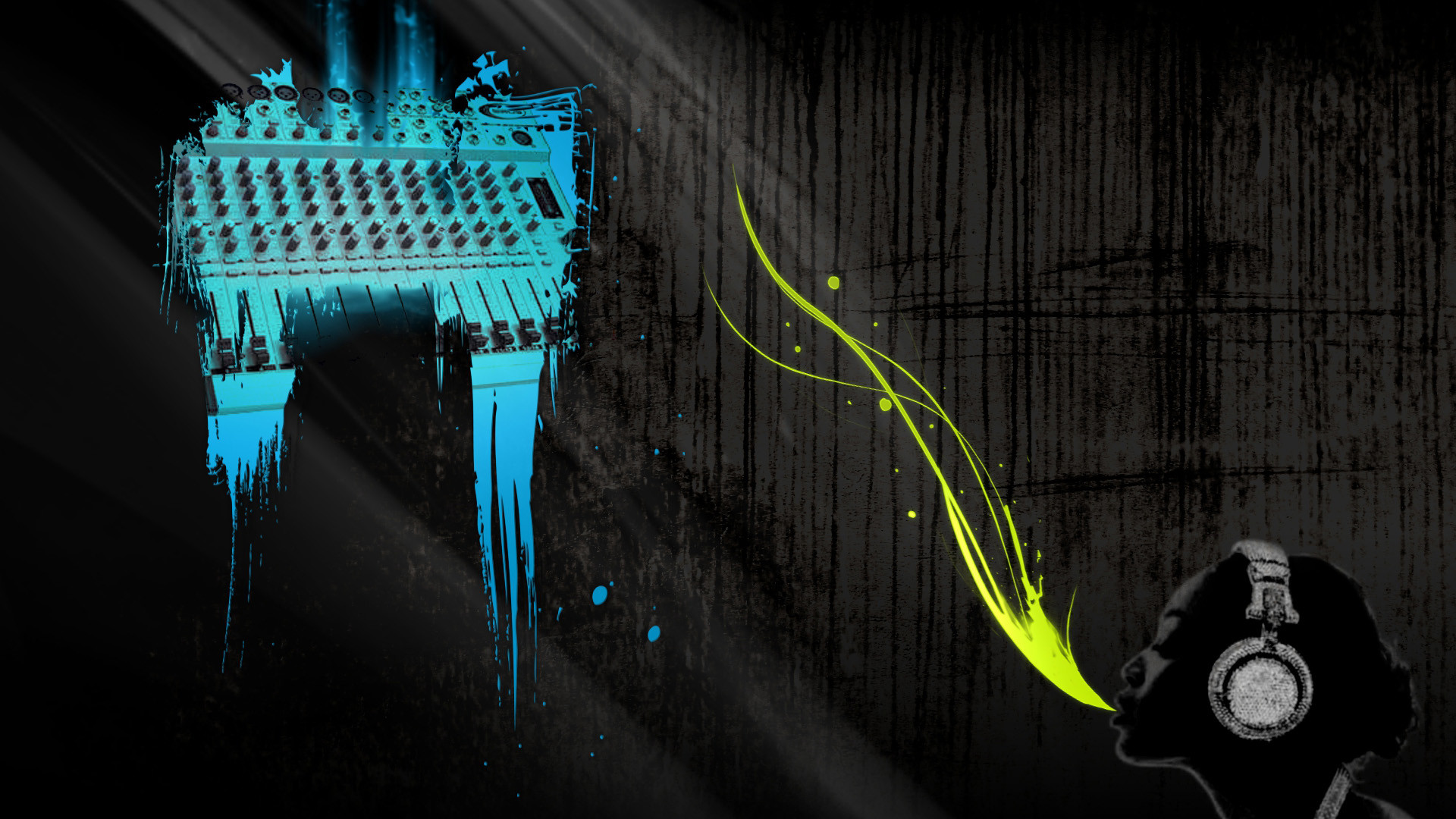 Mixer, Cuffie, Arte digitale, Grunge, 16:9 Full HD, sfondo widescreen