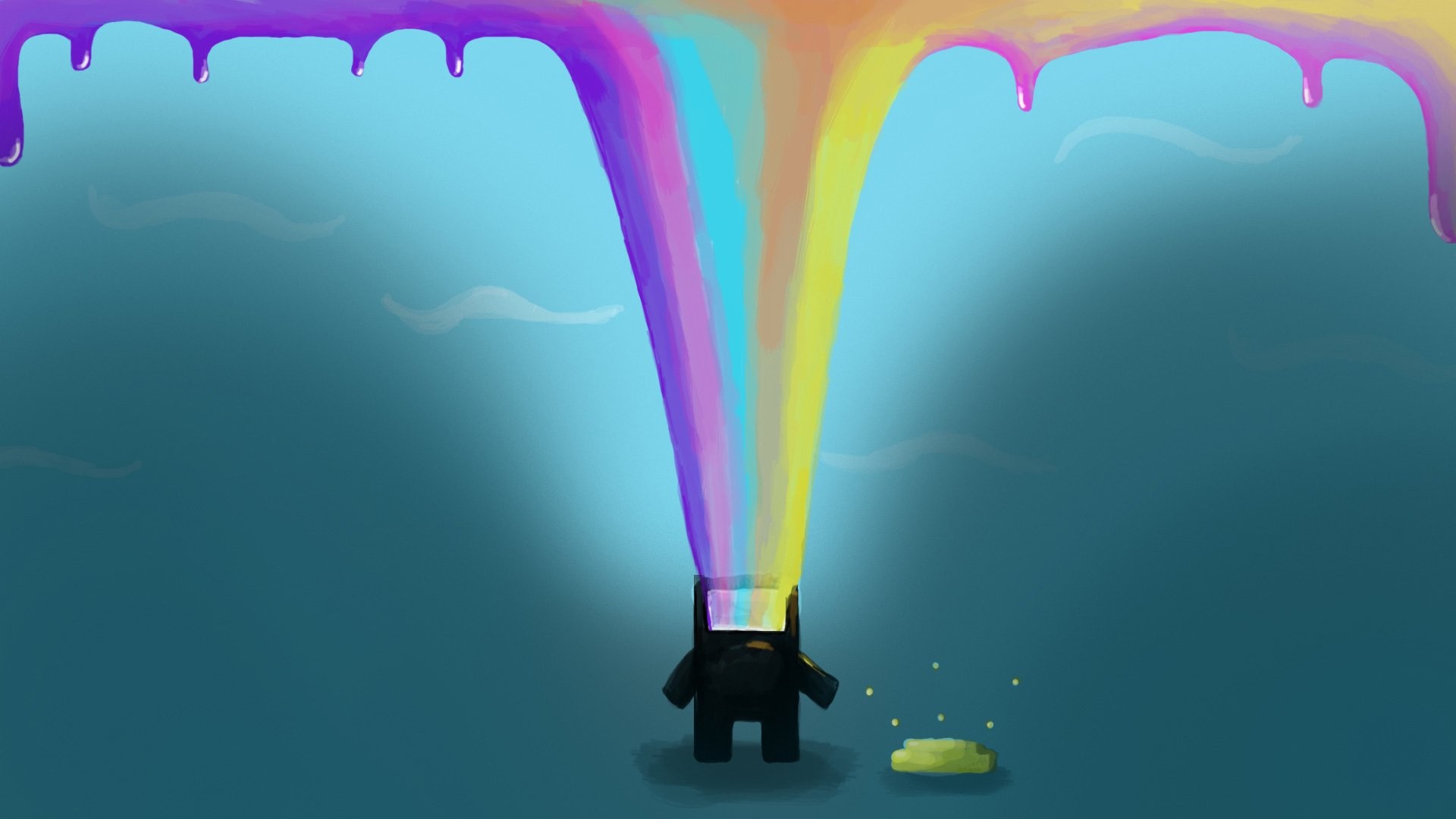 Arcobaleno, Illustrazione, Colori che colano, Full HD, sfondo per PC e portatile