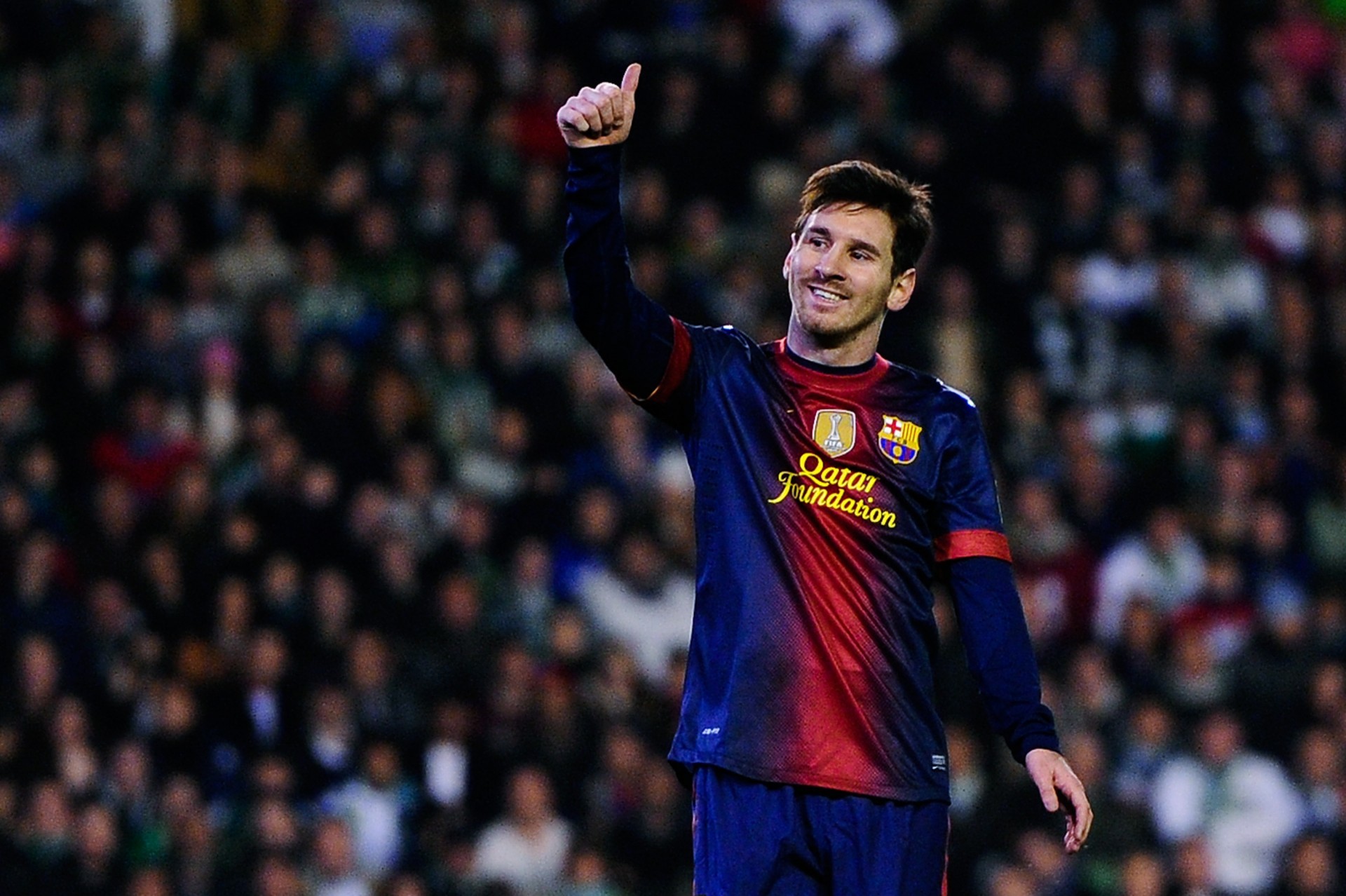 Lionel Messi, FC Barcelona, Tifosi, Pollice in su, Full HD, sfondo per PC e portatile