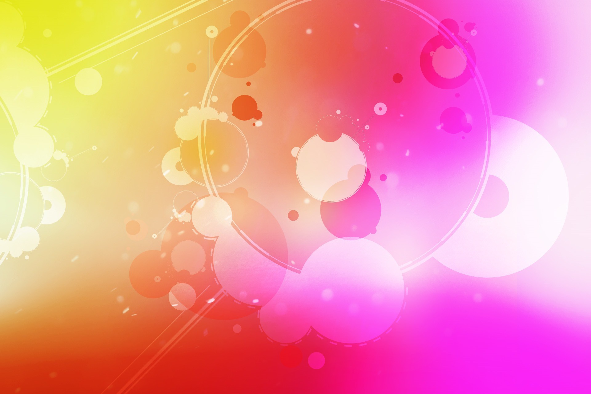 Cerchi, Rosa, Giallo, Astratto, Full HD, sfondo per portatile