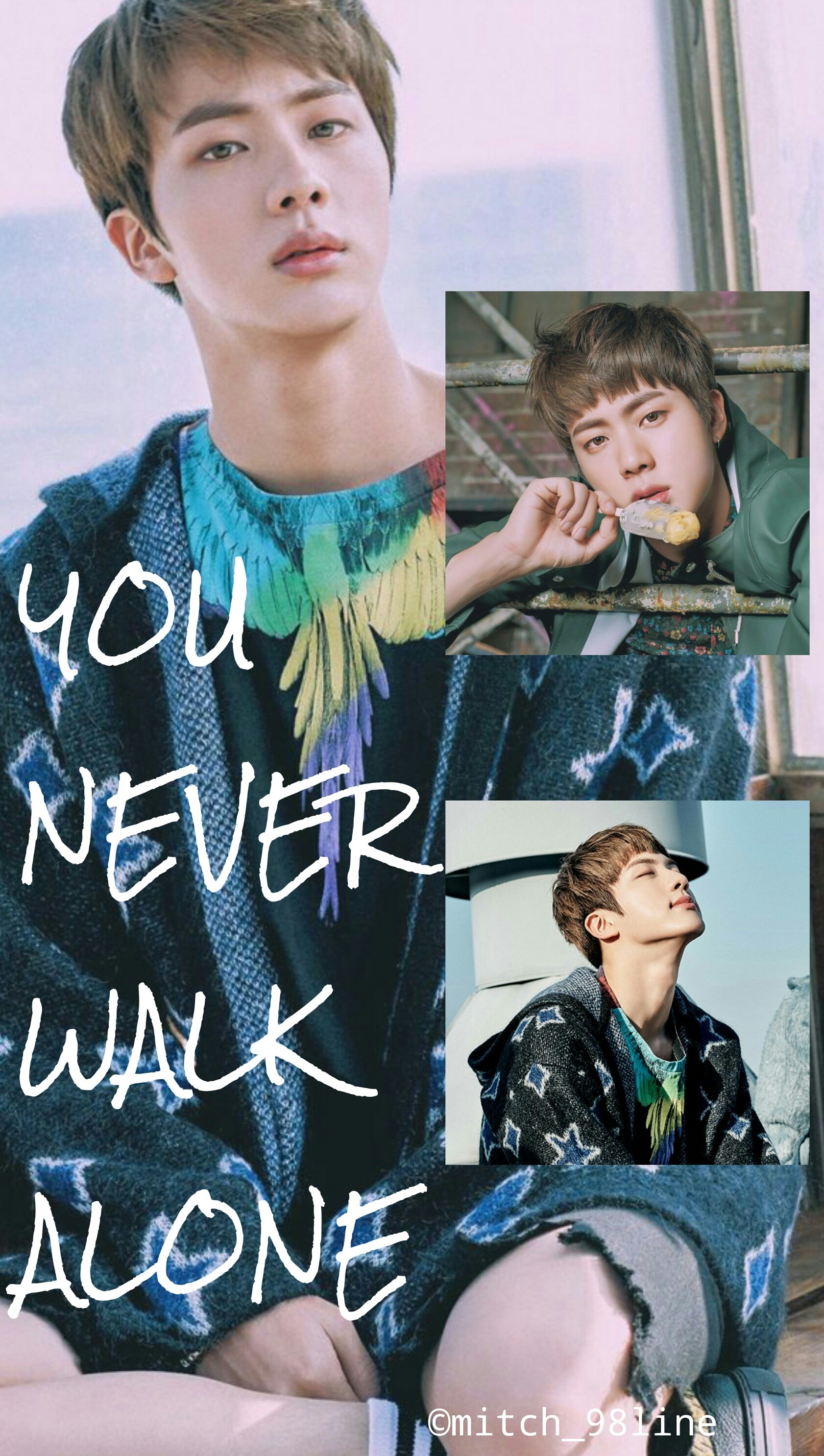 Jin, BTS, You Never Walk Alone, Collage, QHD+, sfondo per iPhone e Android