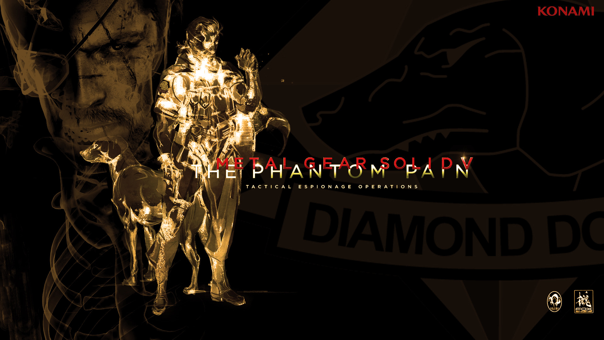 Venom Snake, Metal Gear Solid V: The Phantom Pain, Diamond Dogs, Oro, Sfondo nero, wallpaper desktop