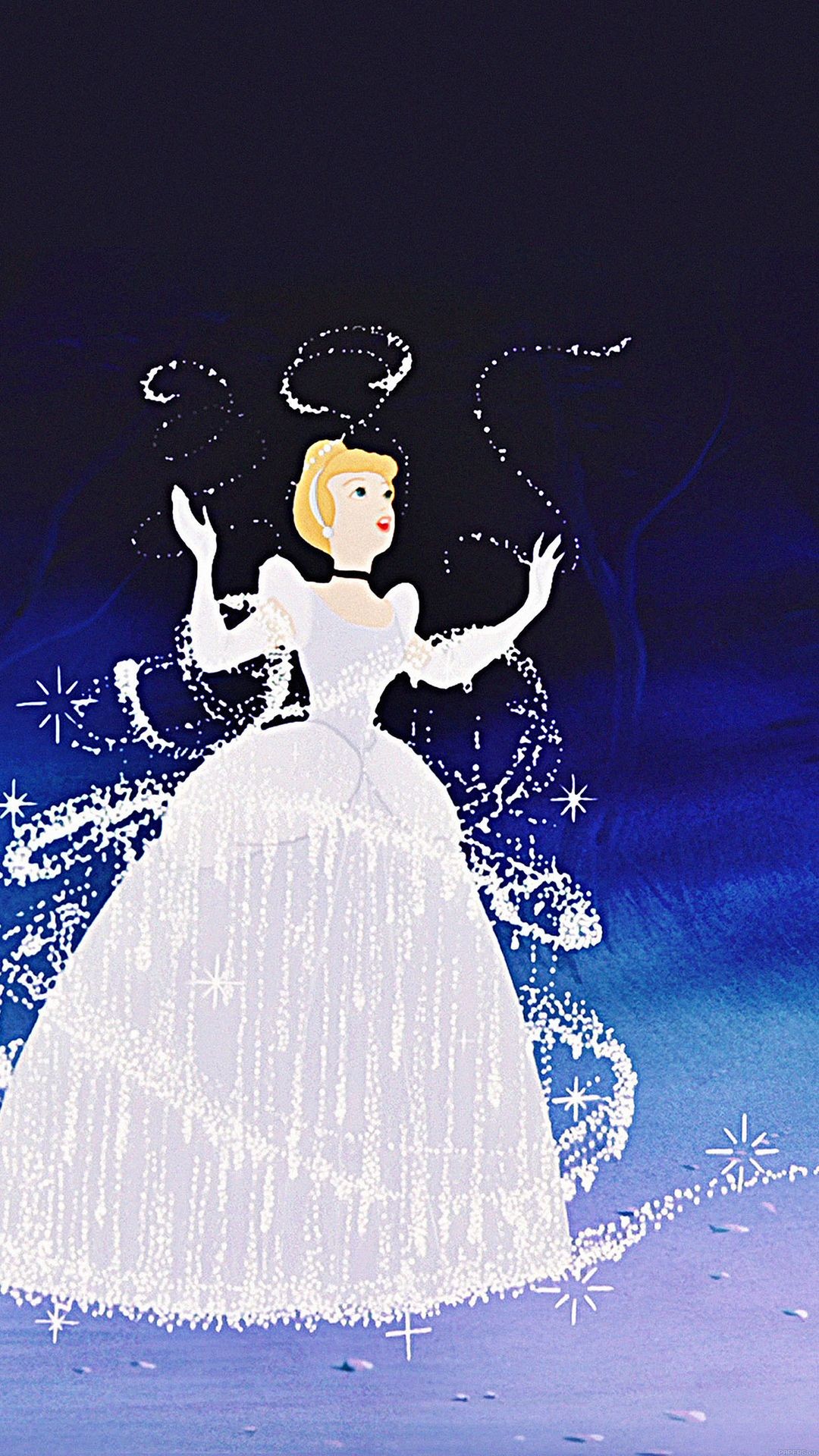 Cenerentola, Disney, Abito da ballo, Magia, Blu, wallpaper iPhone