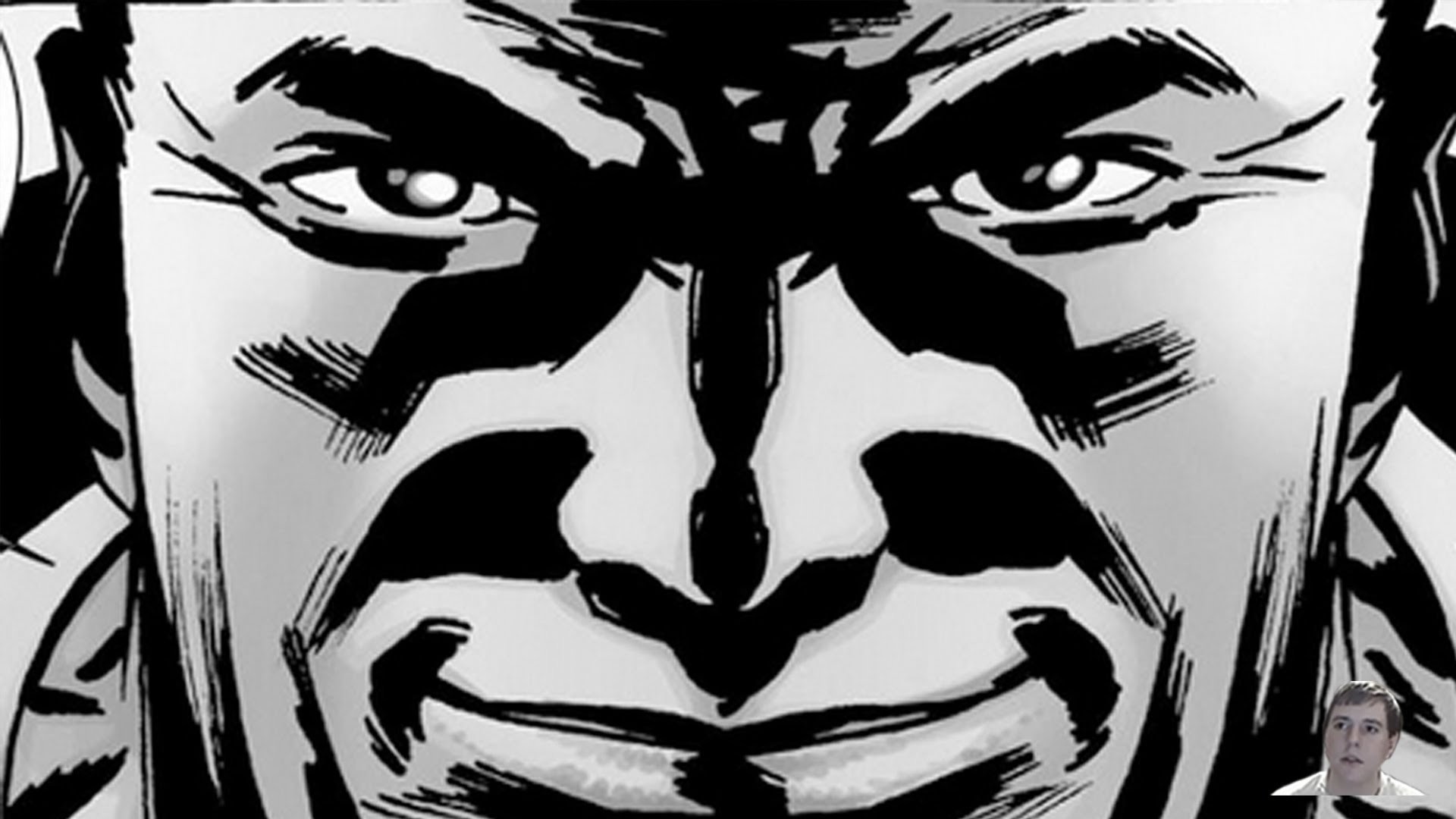 Negan, The Walking Dead, Fumetto, Primo piano, Bianco e nero, Full HD, sfondo desktop