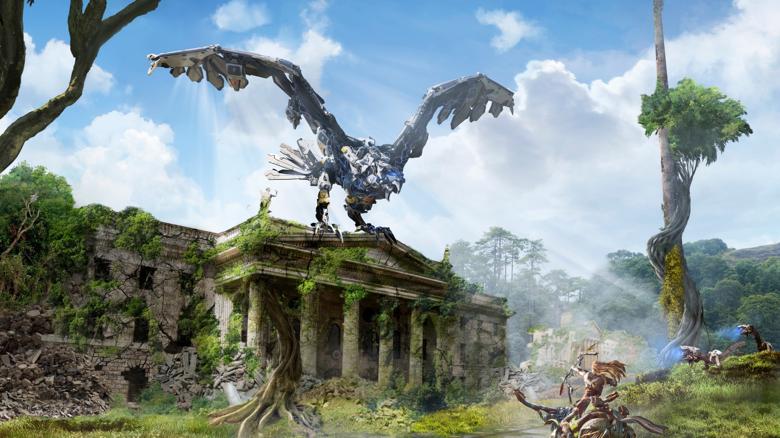 Horizon Zero Dawn, Stormbird, Rovine, Tempio, 2K, wallpaper per portatile