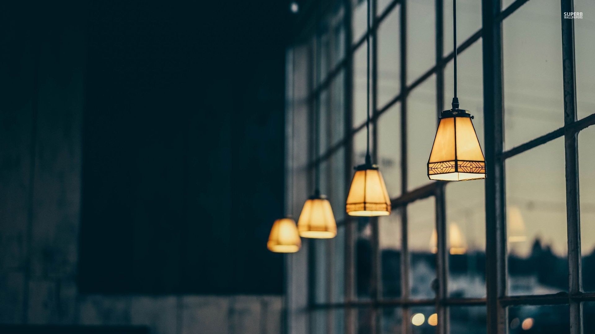 Lampade a sospensione, Finestre, Toni scuri, Effetto vintage, Full HD 1080p, sfondo desktop
