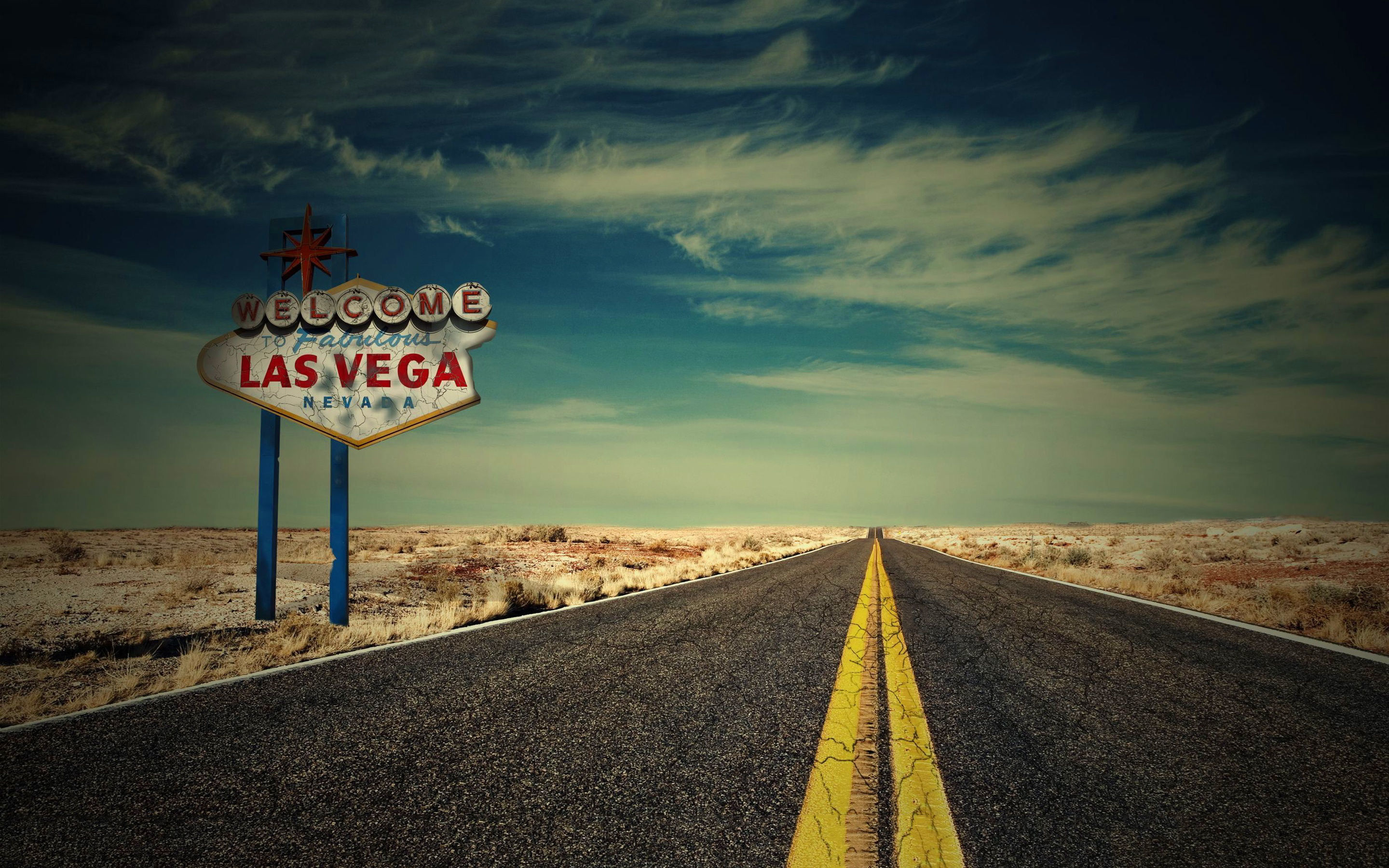 Welcome to Fabulous Las Vegas, Las Vegas, Strada, Deserto, 2K, sfondo per portatile
