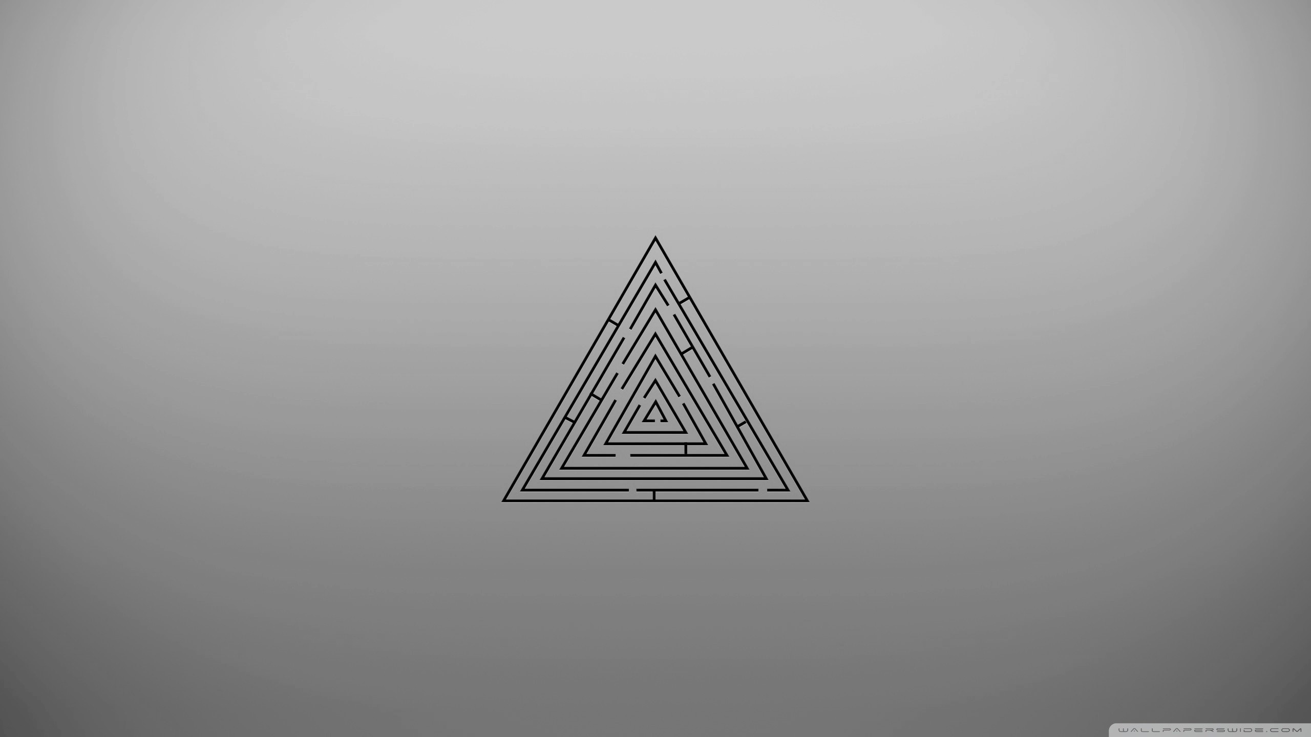 Triangolo, Labirinto, Minimalismo, Sfondo grigio, 2K, wallpaper per portatile
