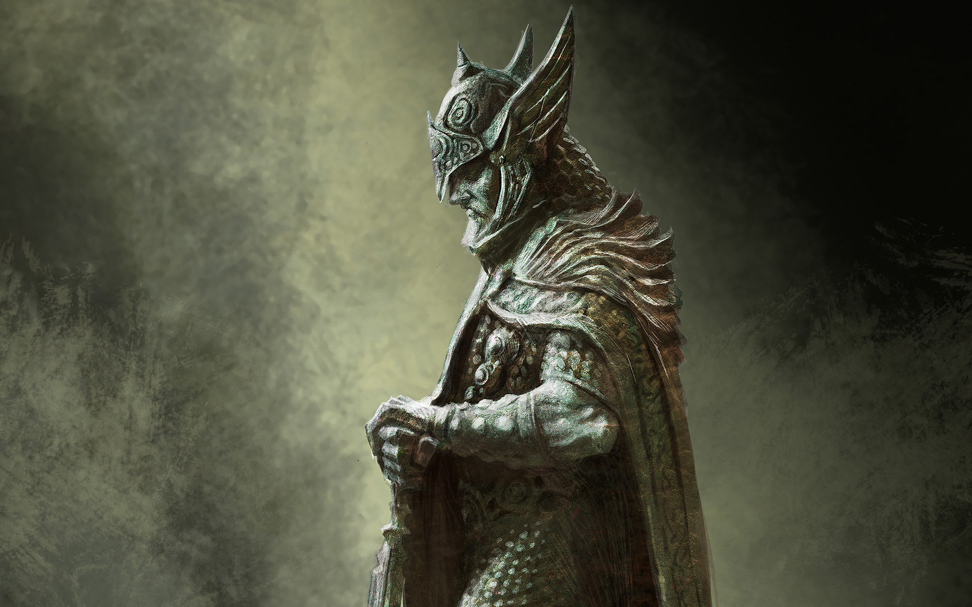 Statua nordica, Guerriero, Elmo alato, Fantasy, Full HD, wallpaper per portatile