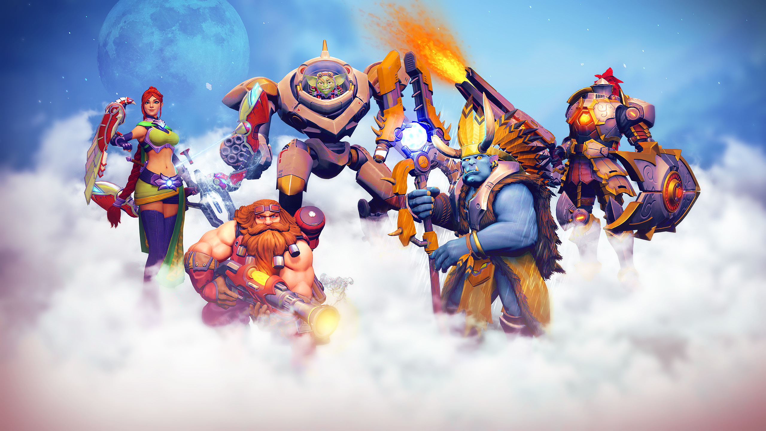 Paladins, Campioni, Barik, Ruckus, Nuvole, 2K 1440p, sfondo desktop