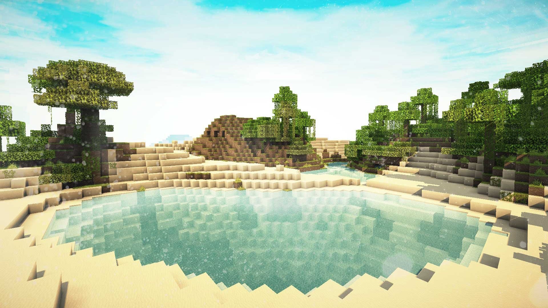 Minecraft, Laguna, Spiaggia, Shader, 1920x1080, sfondo per PC