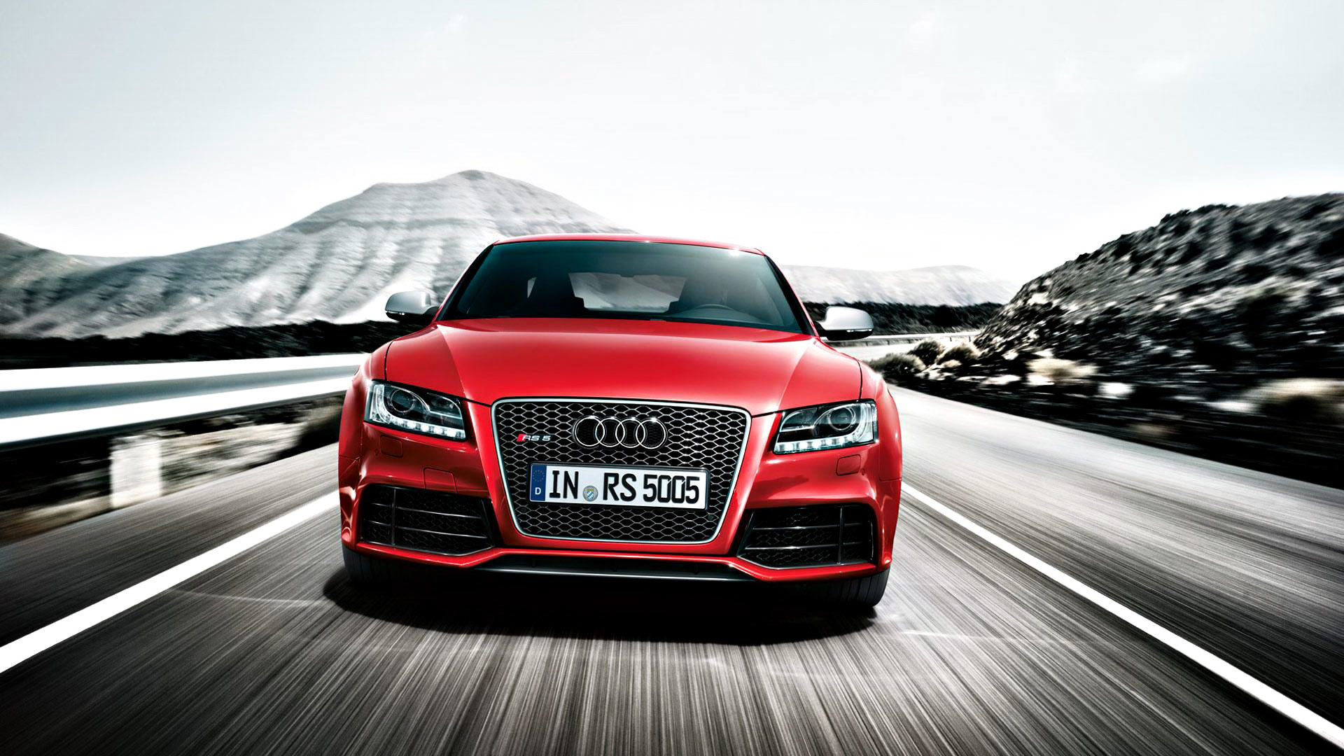Audi RS5, Rosso, Strada, Montagne, Velocità, Full HD 1080p, sfondo desktop