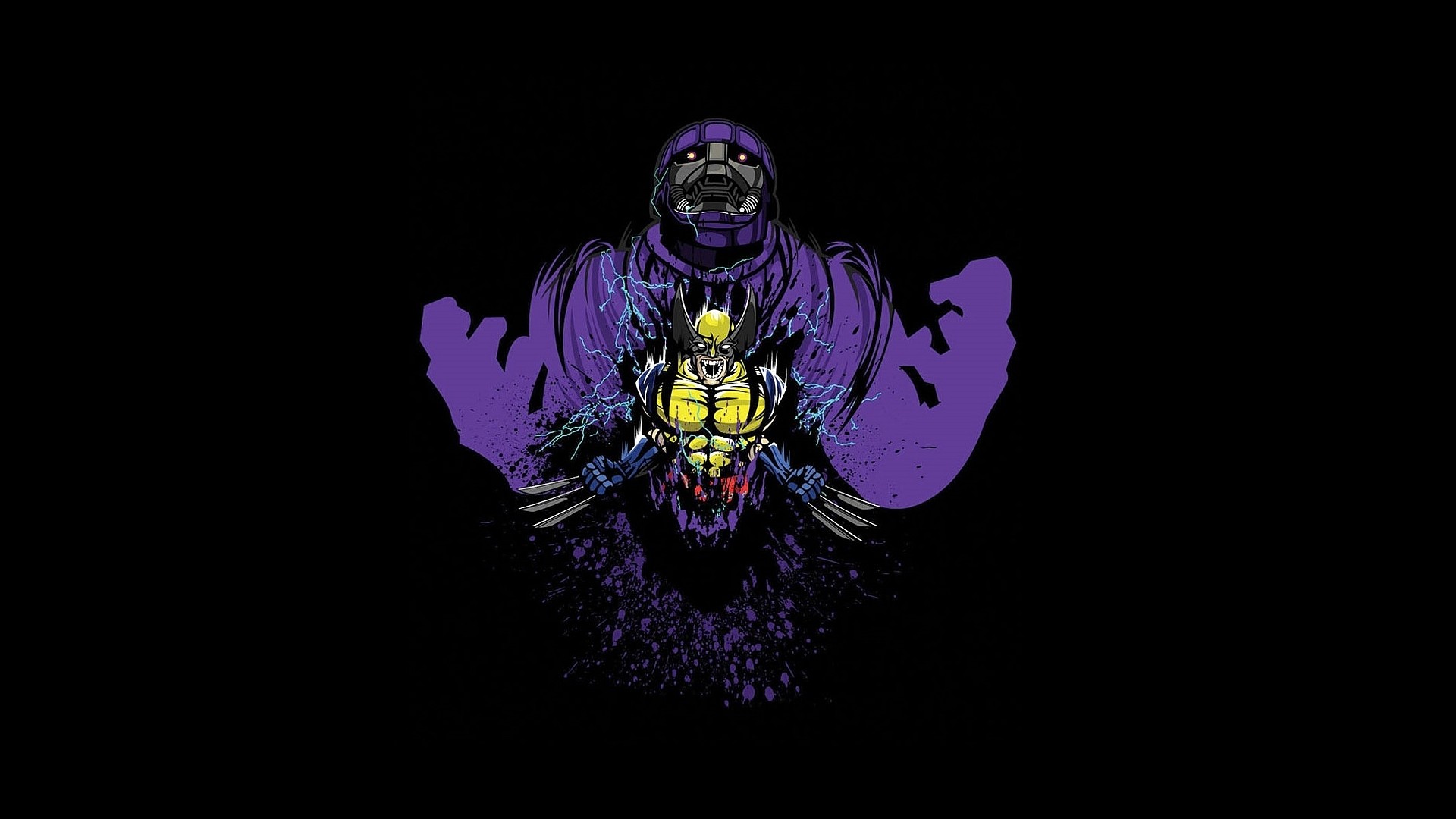 Wolverine, Marvel, Viola, Sfondo nero, 16:9 Full HD, wallpaper widescreen