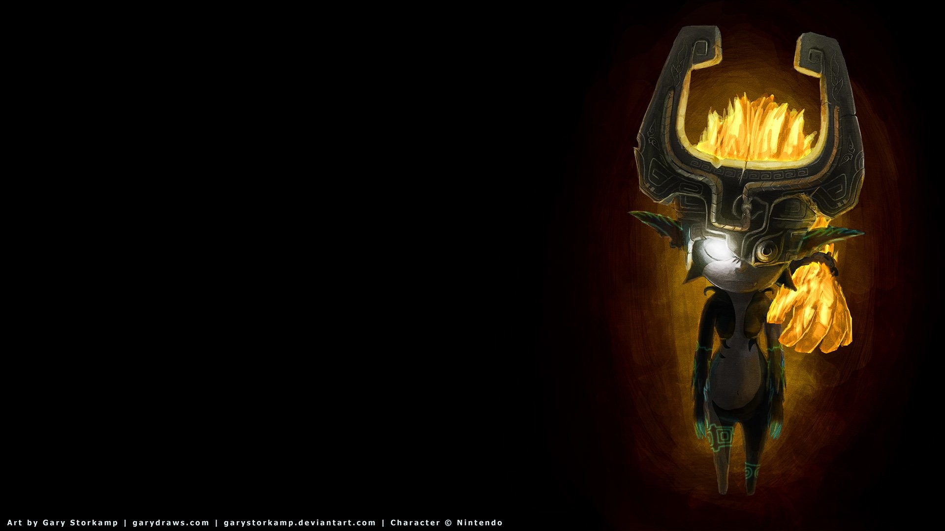 Midna, The Legend of Zelda: Twilight Princess, Sfondo nero, Elmo, wallpaper desktop Full HD