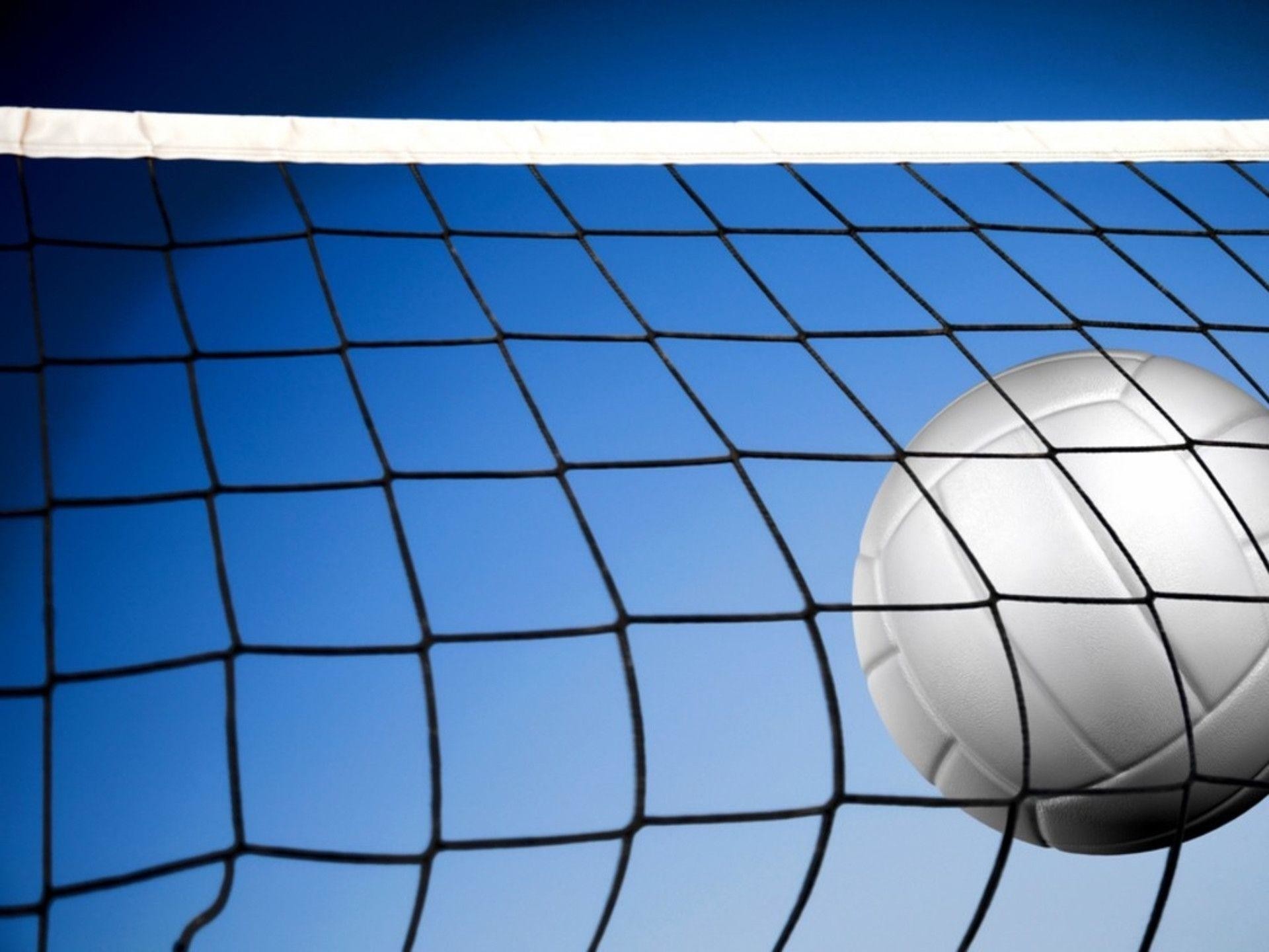 Rete da pallavolo, Pallone da pallavolo, Cielo blu, sfondo per iPad e tablet