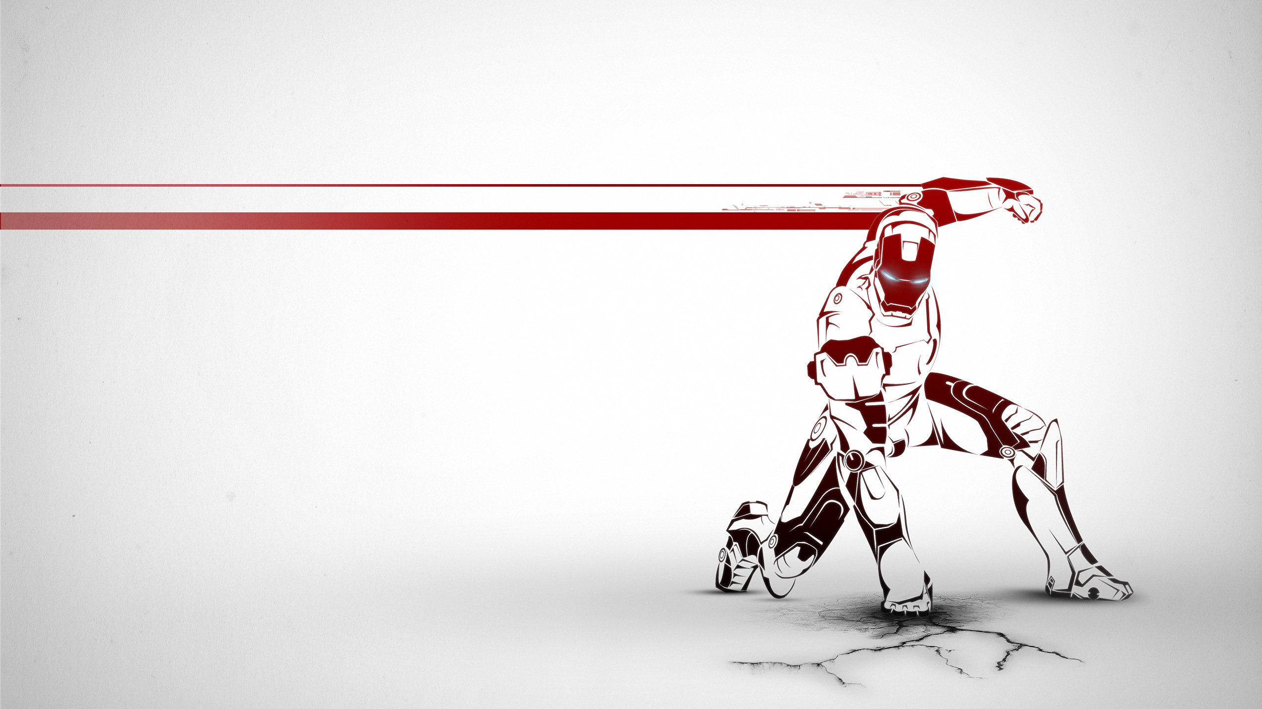 Iron Man, Atterraggio da supereroe, Sfondo bianco, 2560x1440, wallpaper desktop