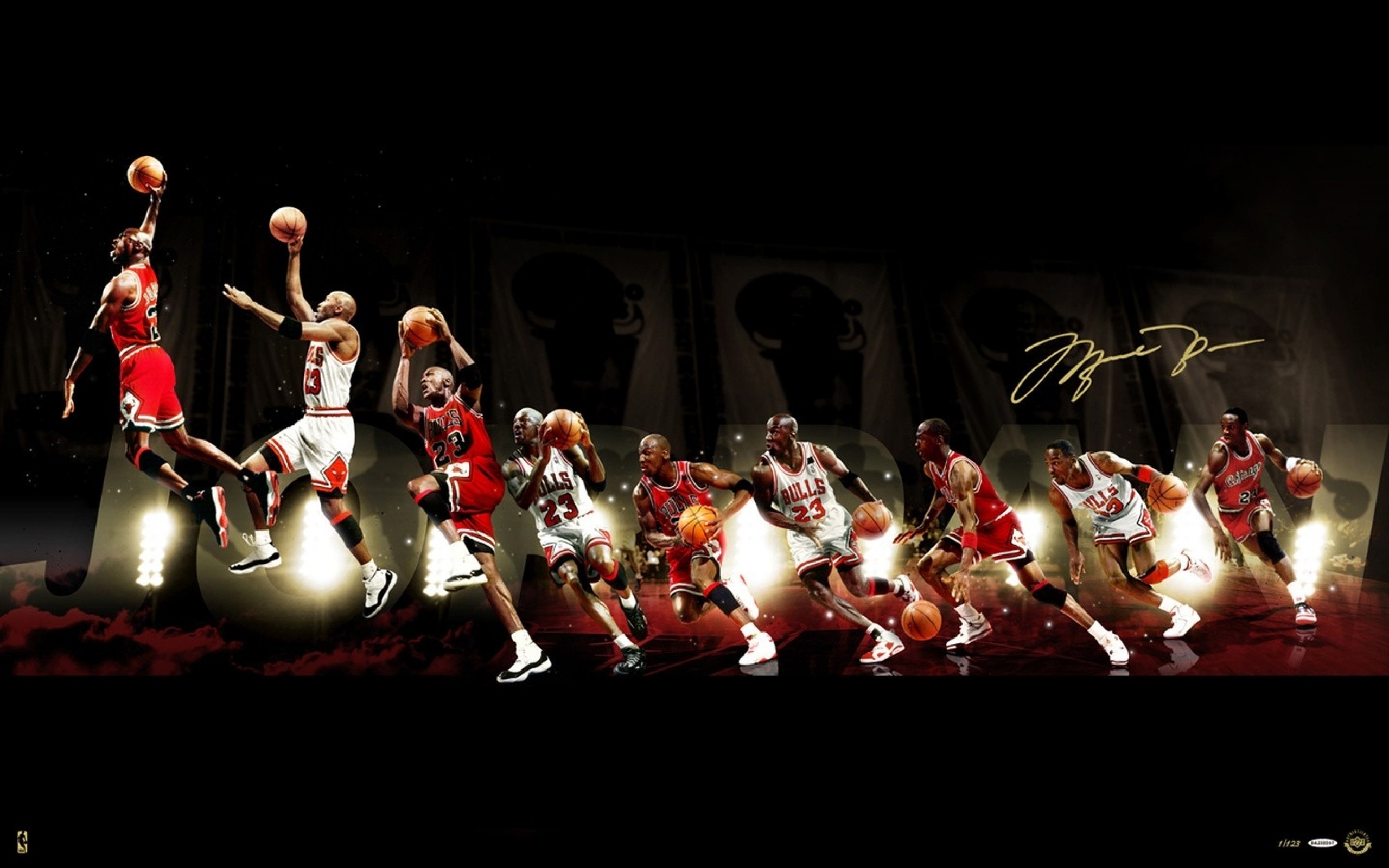 Michael Jordan, Chicago Bulls, Sequenza, Schiacciata, Autografo, sfondo desktop 1600p