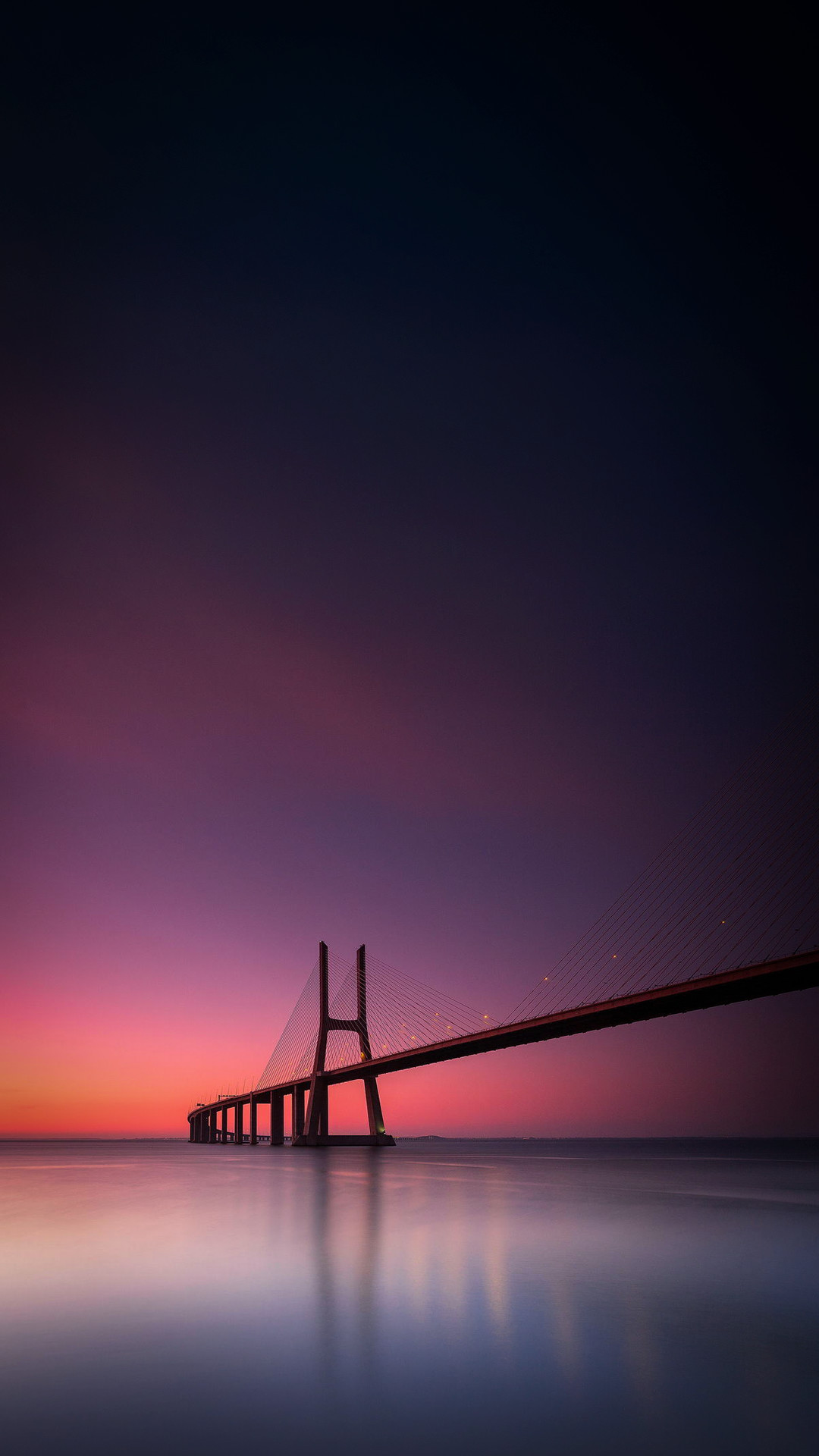 Ponte Vasco da Gama, Lisbona, Tramonto, Riflesso, schermata Home dello smartphone