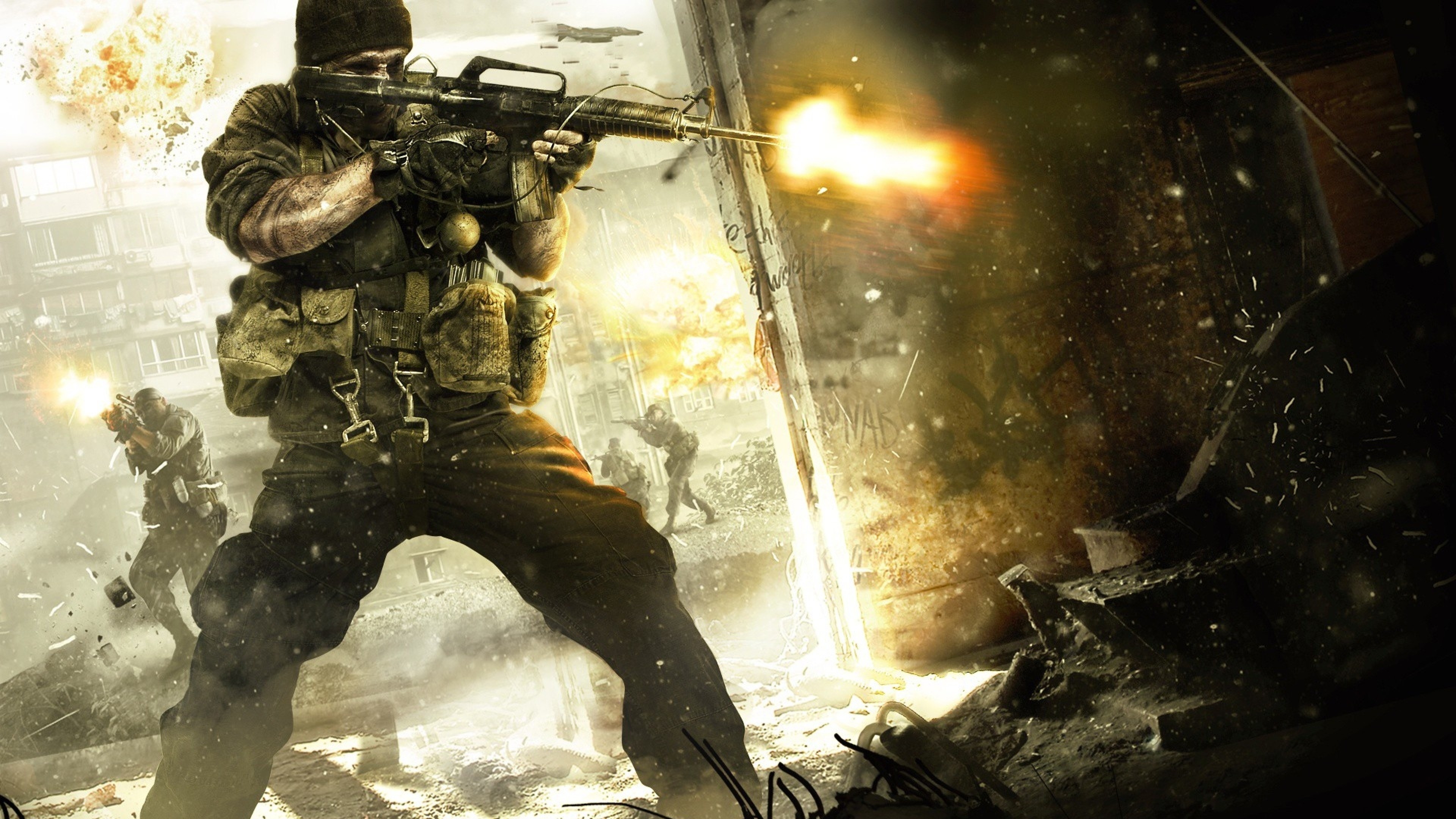 Call of Duty, Soldato, Fucile d'assalto, Sparo, Battaglia, 4K, sfondo per PC