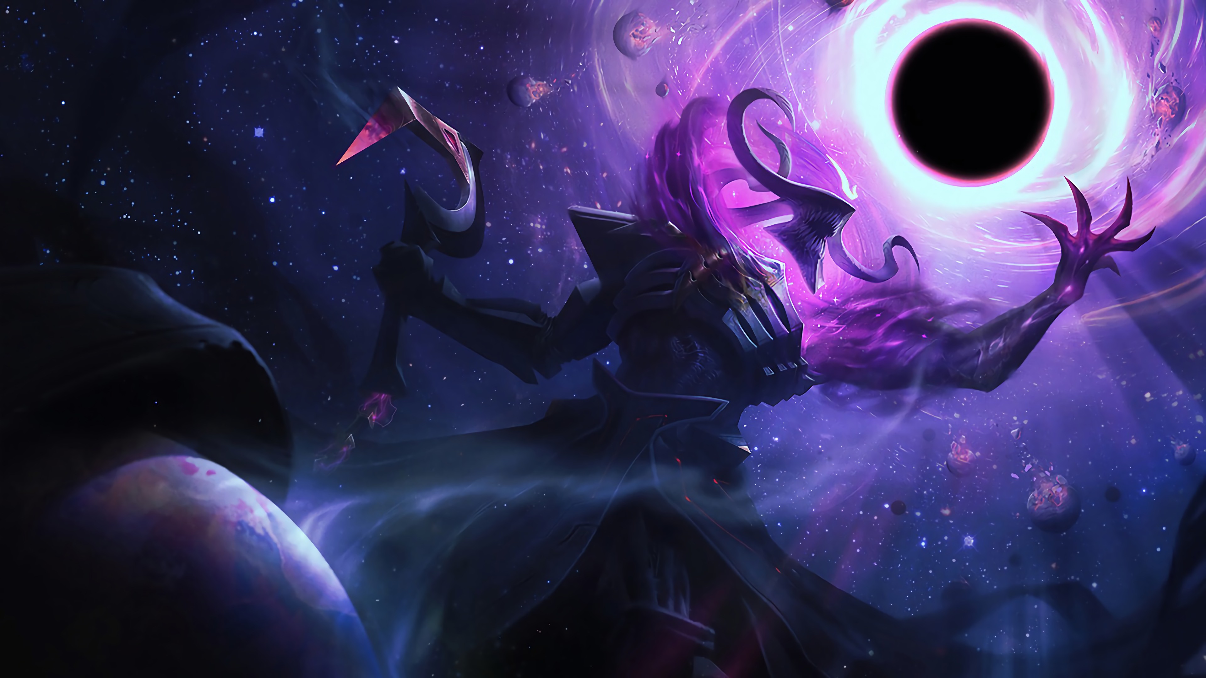 Vel'Koz, League of Legends, Spazio, Buco nero, Viola, 4K, sfondo desktop