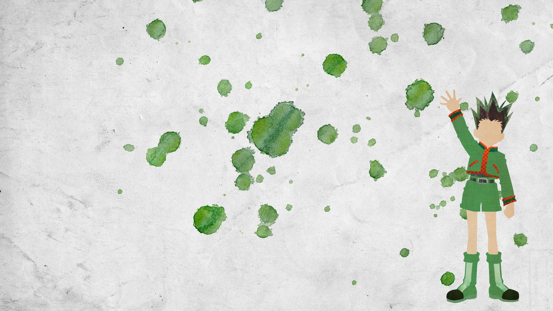 Gon Freecss, Hunter x Hunter, Macchie verdi, Minimalista, Full HD, sfondo per portatile