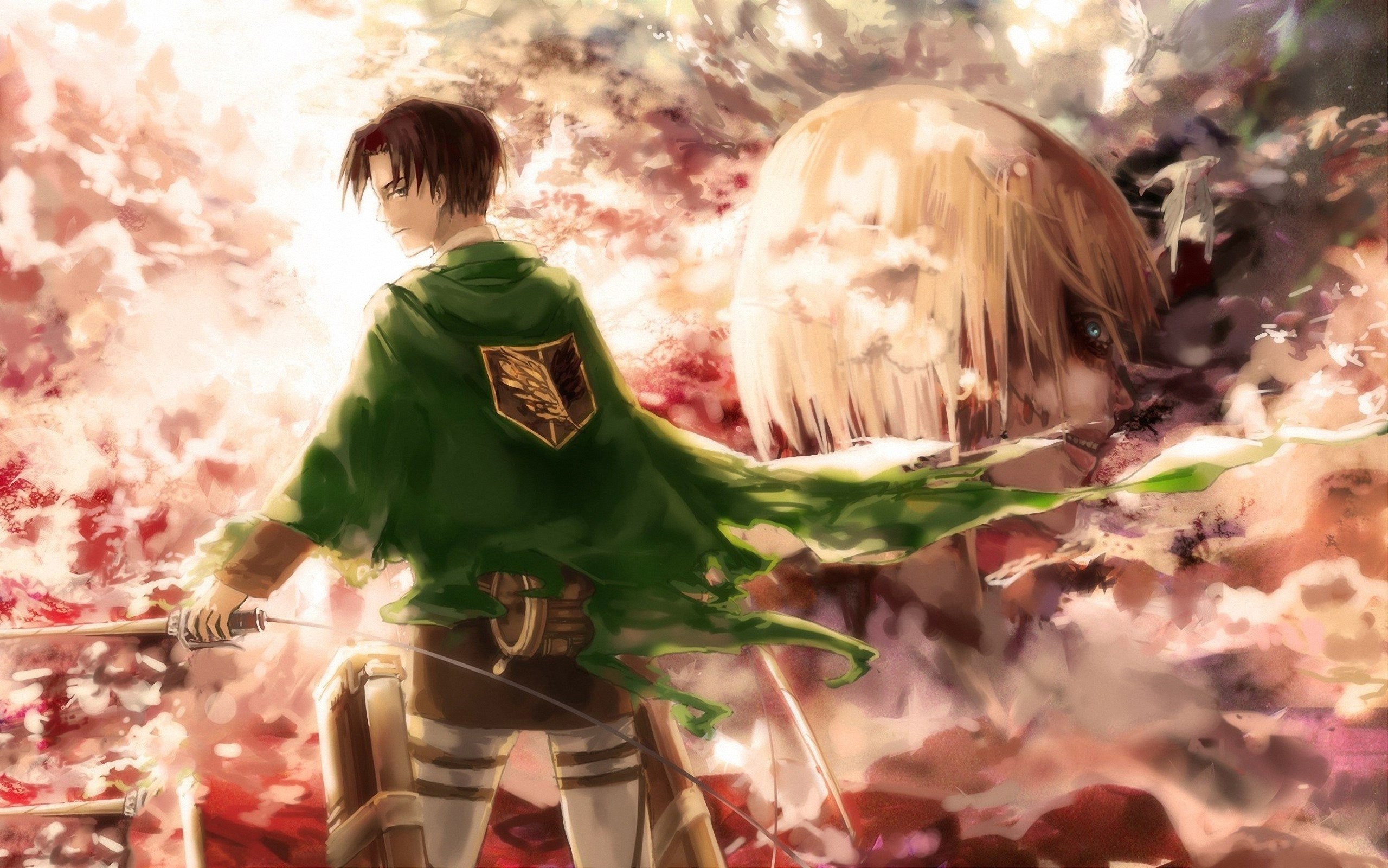 Levi Ackerman, Gigante femmina, L'attacco dei giganti, Foresta, 16:10 2K, sfondo widescreen