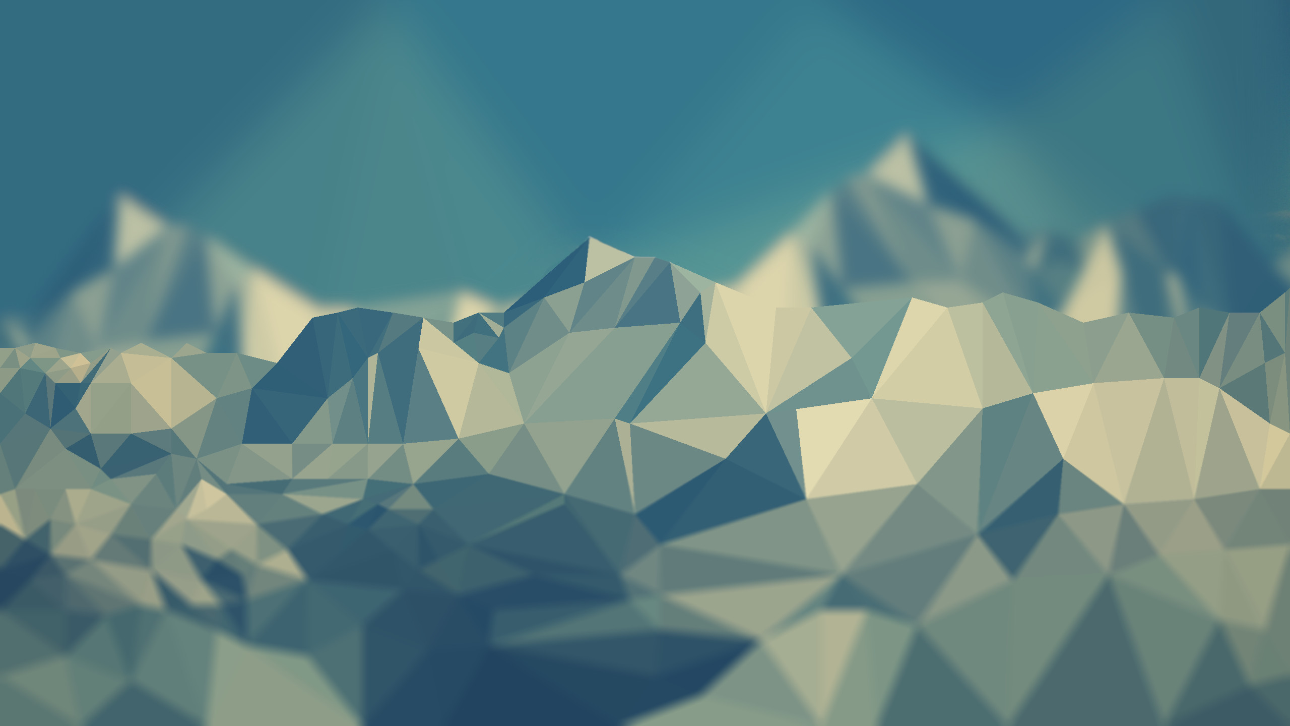 Low poly, Montagne, Sfocatura, Grigio azzurro, 2560x1440, immagine di sfondo