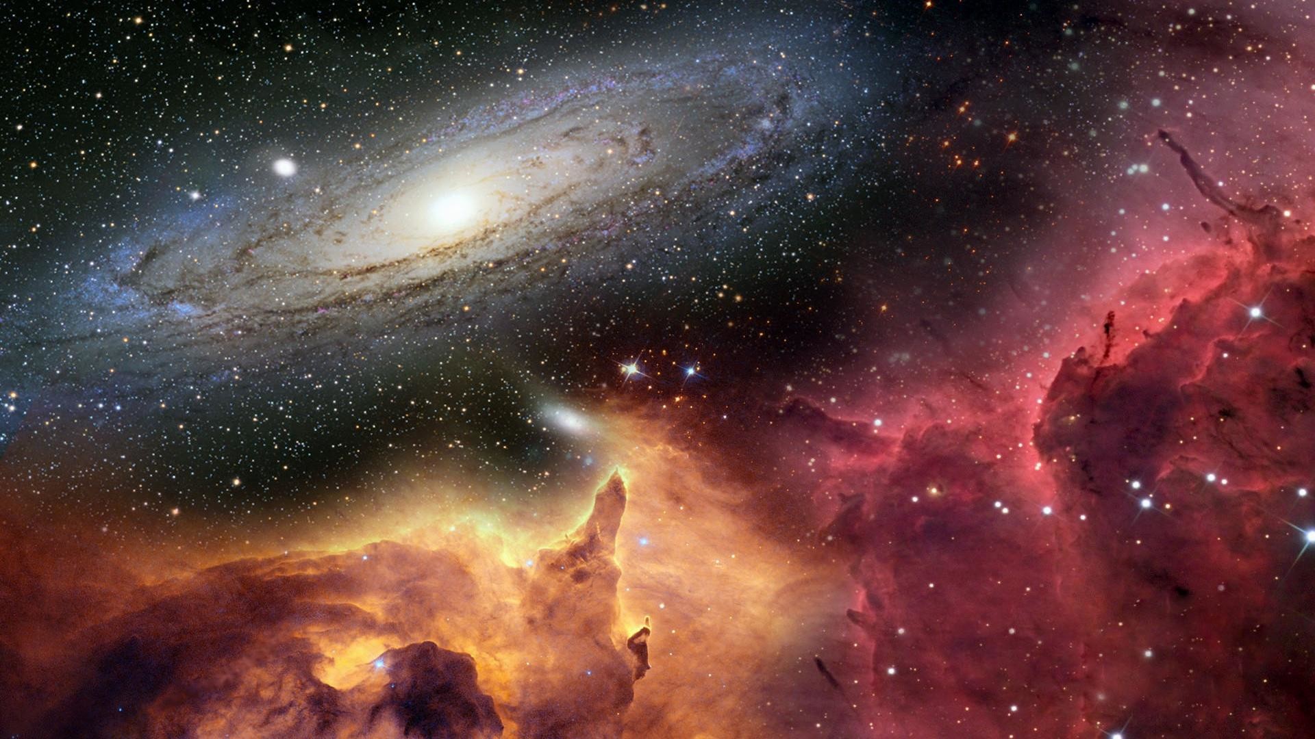 Galassia di Andromeda, Nebulosa, Spazio, Arte digitale, Full HD, sfondo per PC e portatile