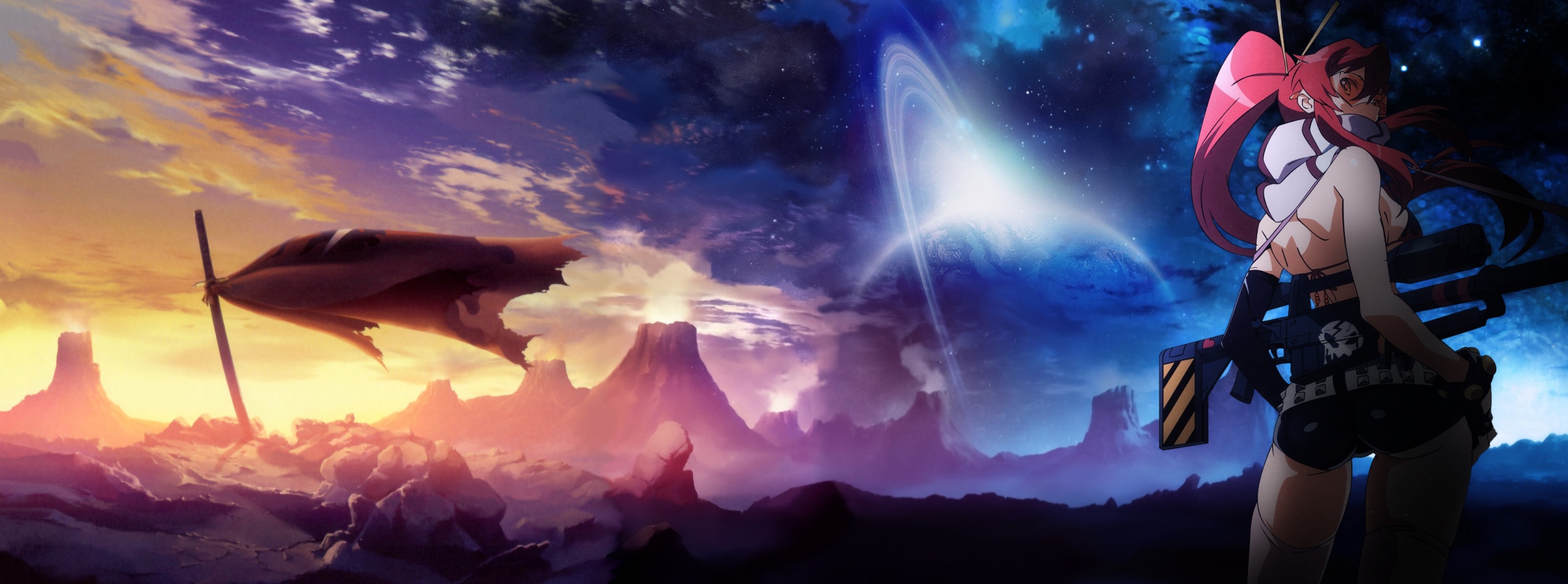 Yoko Littner, Gurren Lagann, Dai-Gurren, Tramonto, 2K, sfondo per portatile