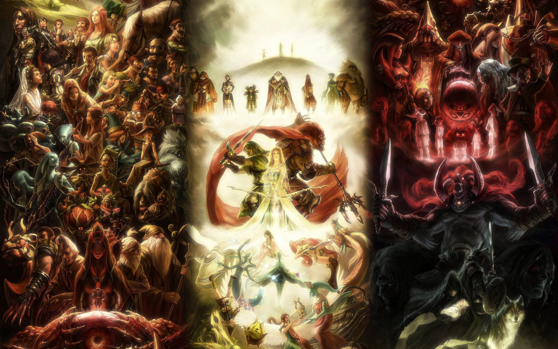 Ganon, Hylia, Trittico, The Legend of Zelda, 16:10 Full HD, sfondo widescreen