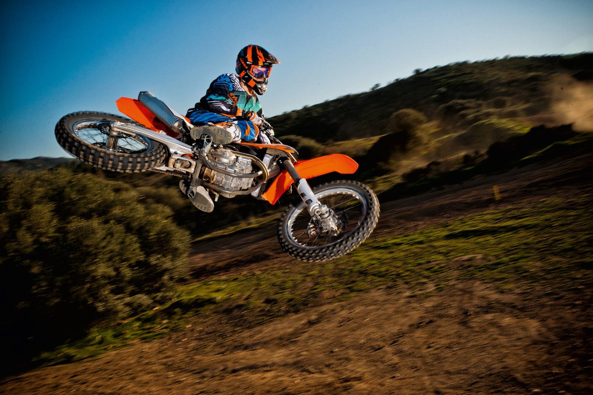 KTM, Salto, Motocross, Colline, Tramonto, Full HD, wallpaper per portatile