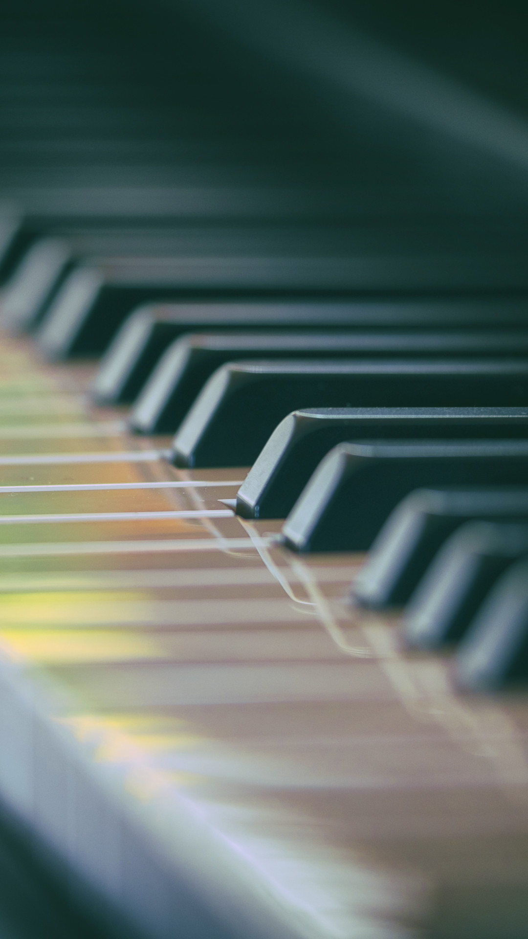Tasti del pianoforte, Verde, Profondità di campo, 1080x1920, schermata di blocco iPhone