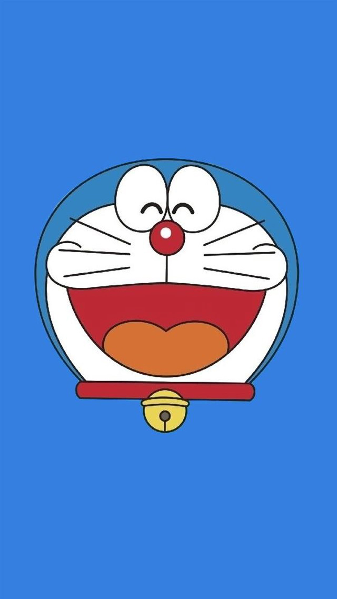 Doraemon, Faccia, Sfondo blu, Minimalista, 1080x1920, schermata di blocco iPhone