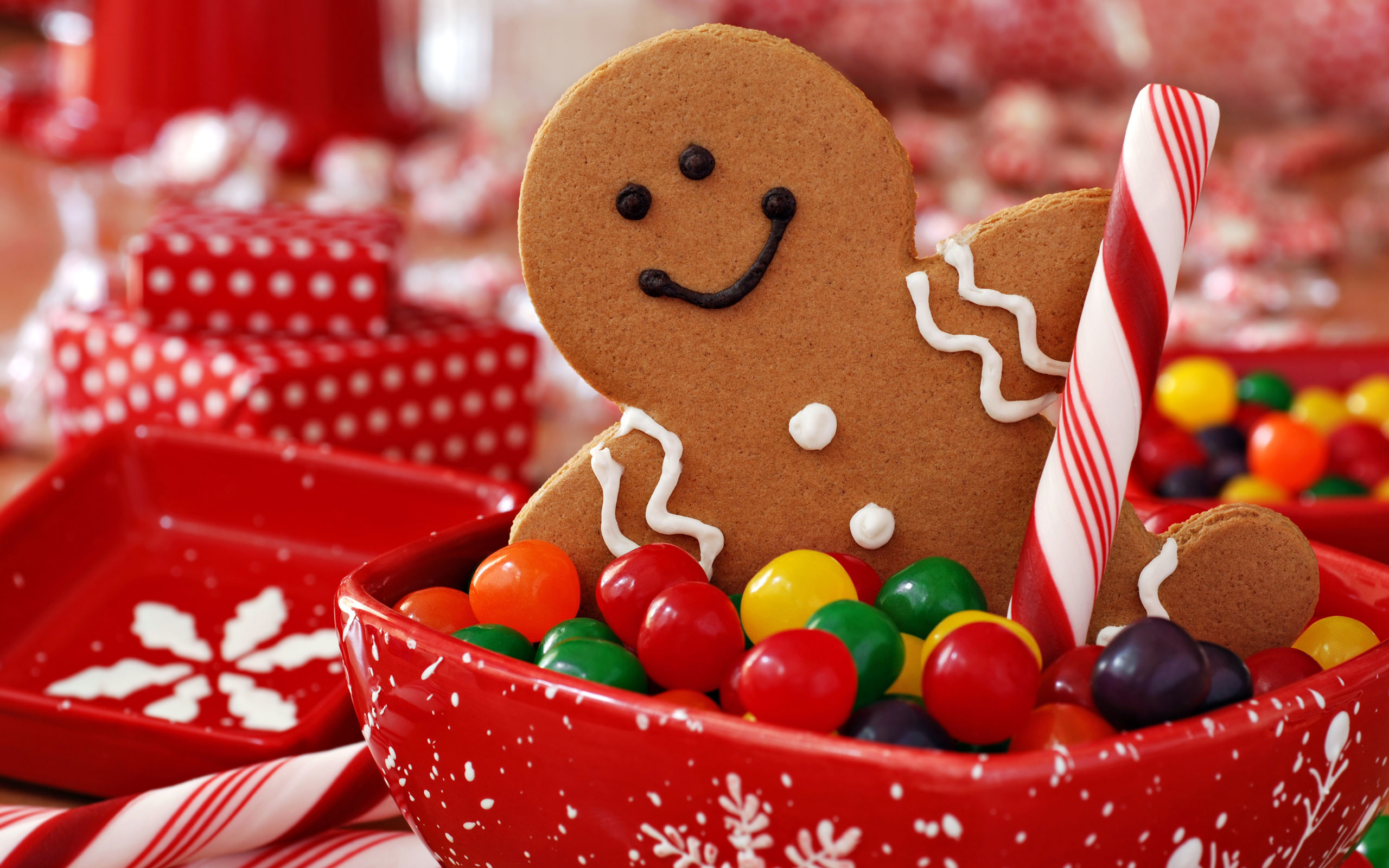 Omino di pan di zenzero, Bastoncino di zucchero, Caramelle, Dolci, sfondo Windows 11