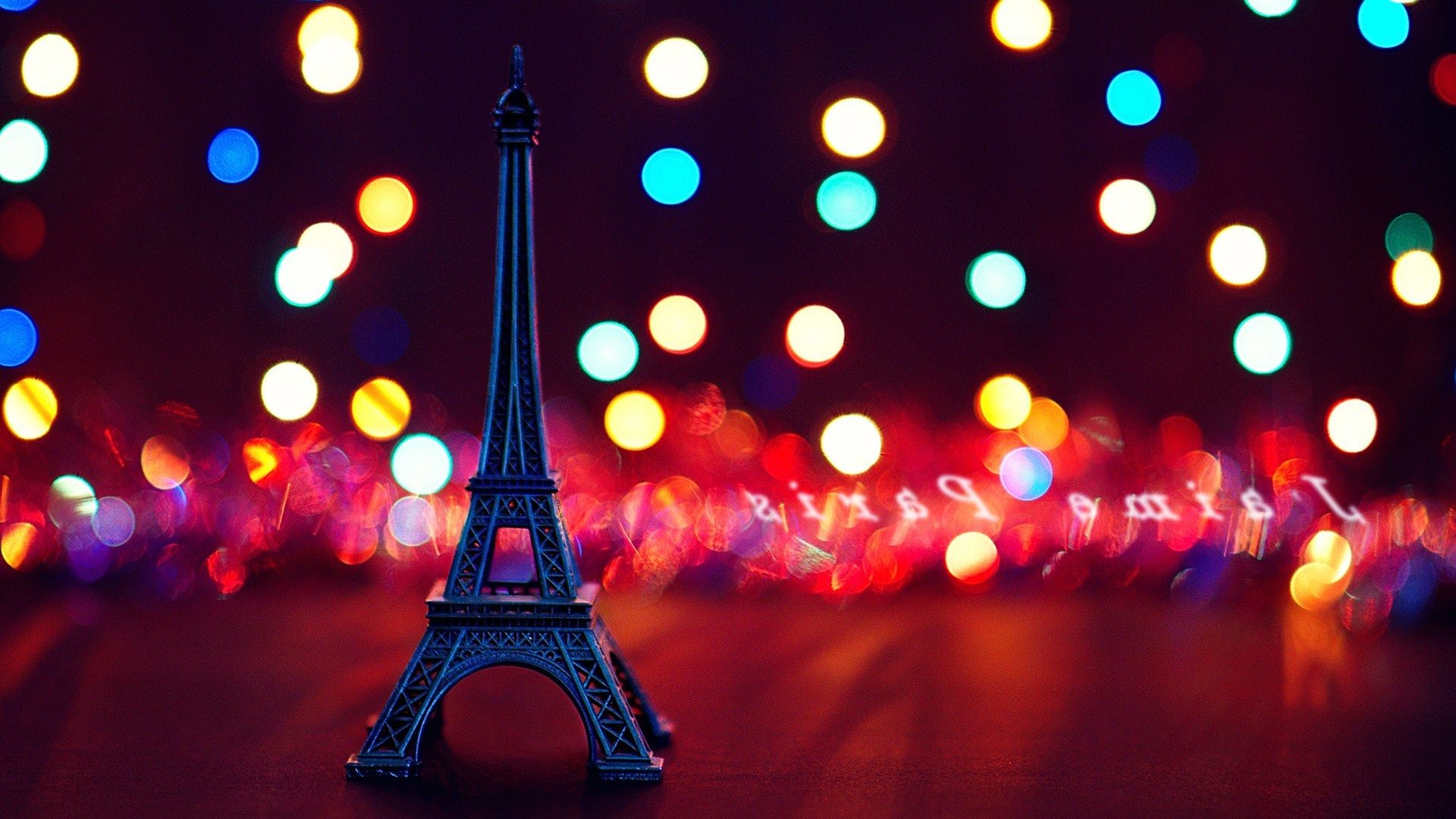 Torre Eiffel, Souvenir, Bokeh, Luci colorate, 16:9 Full HD, sfondo widescreen