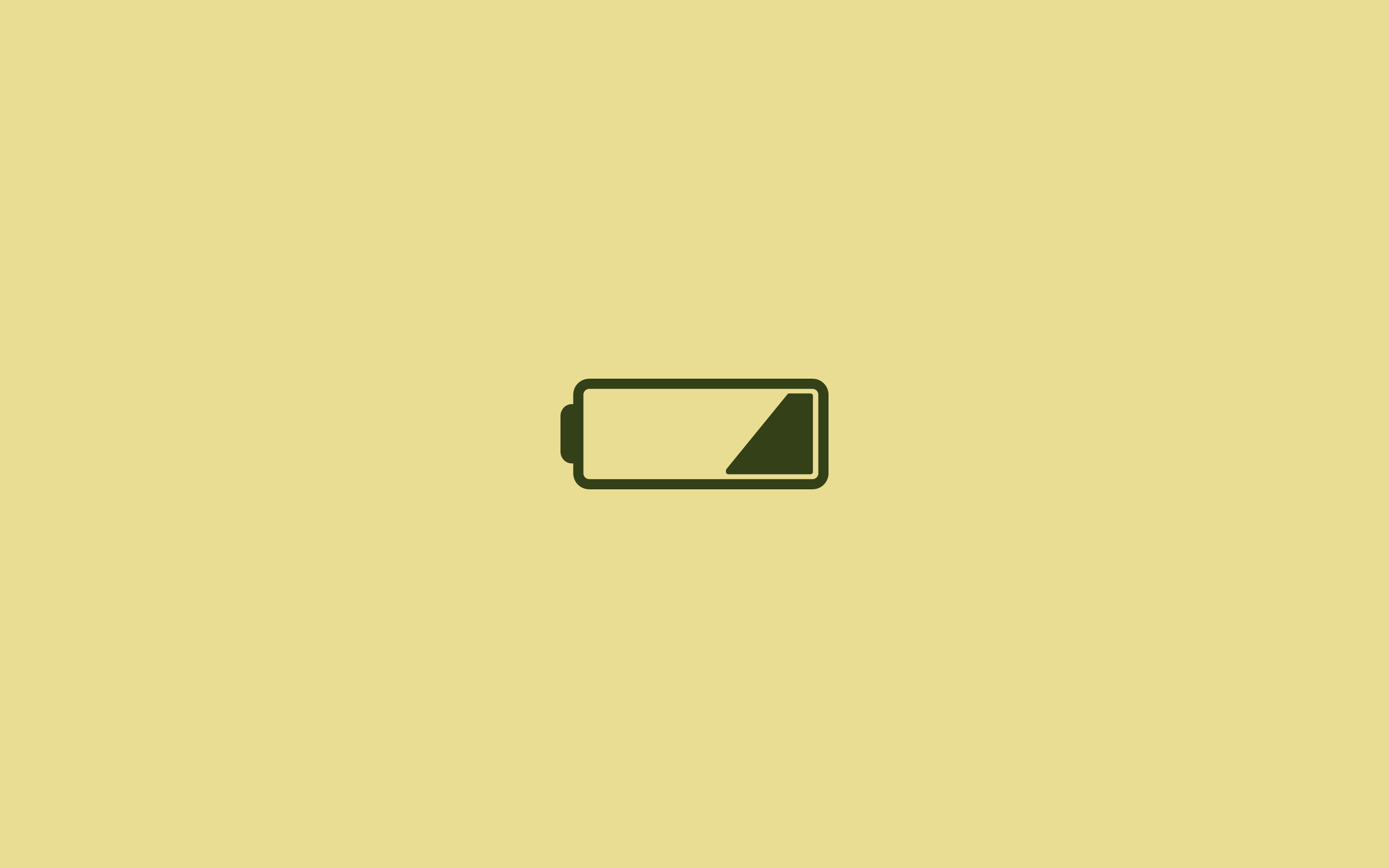 Batteria scarica, Icona, Minimalista, Sfondo giallo, 2K, wallpaper per PC