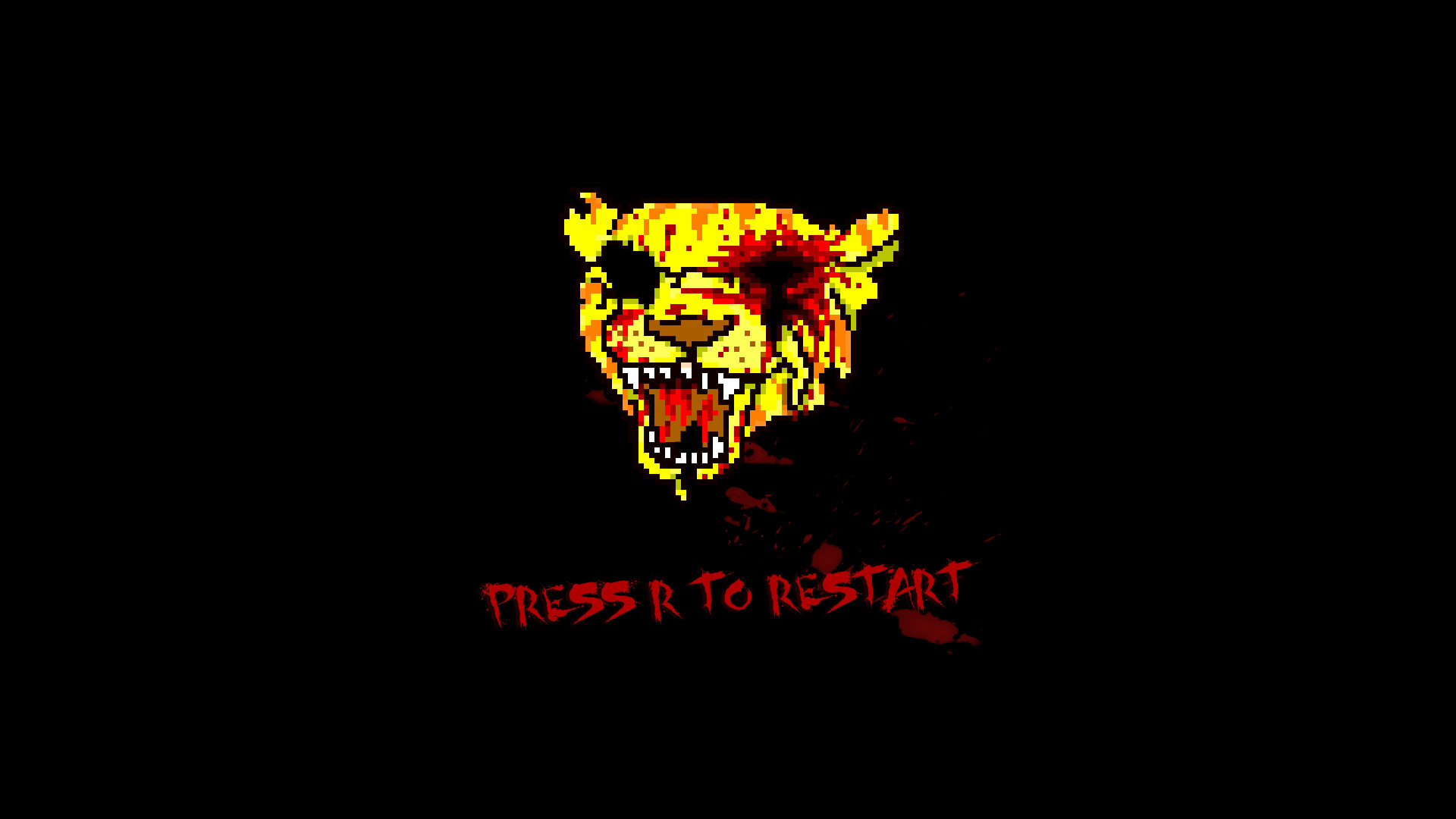 Hotline Miami, Tony, Pixel art, Press R to Restart, Sfondo nero, wallpaper per portatile