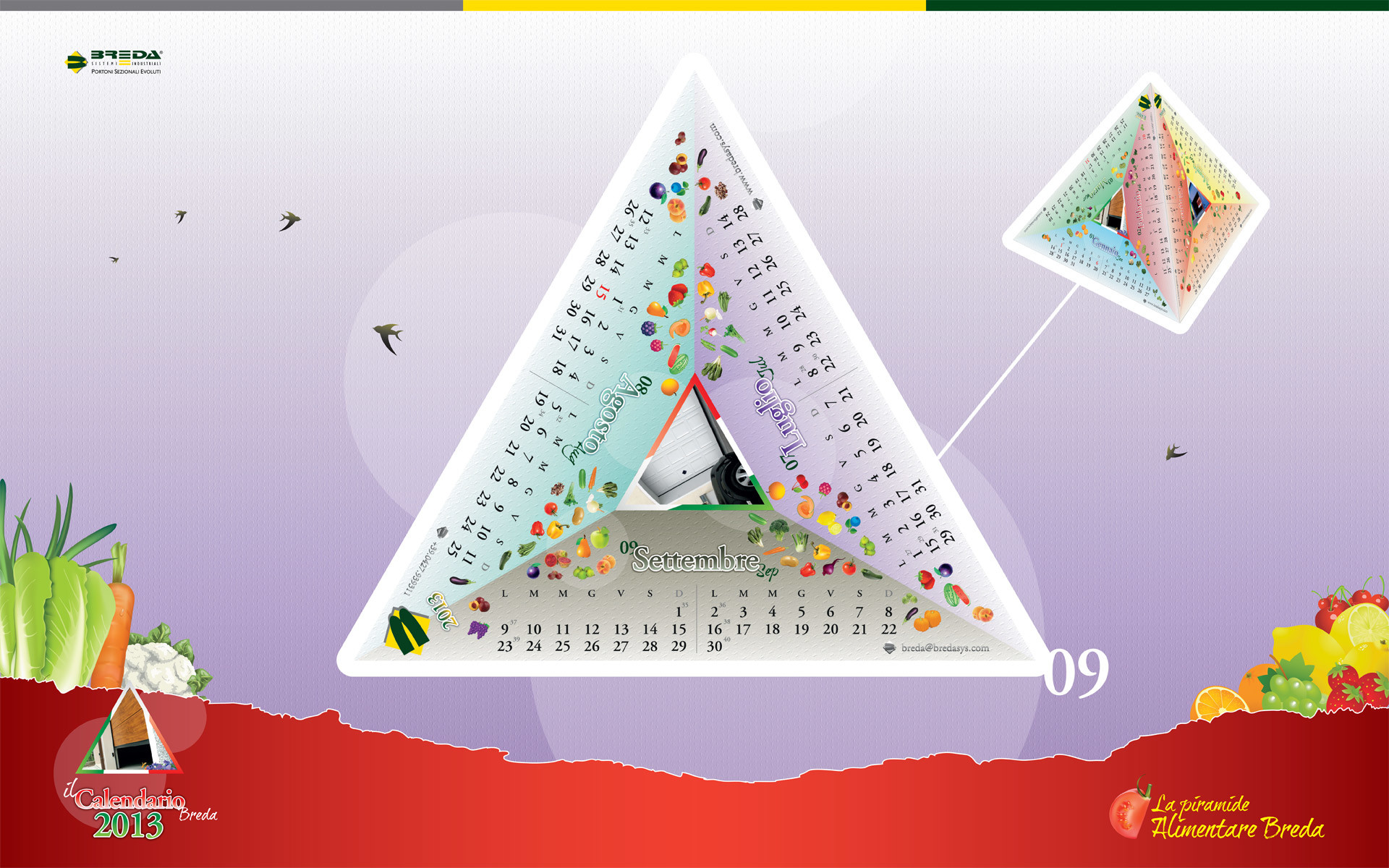 Calendario settembre 2013, Piramide alimentare, Illustrazione, 1920x1200, immagine di sfondo
