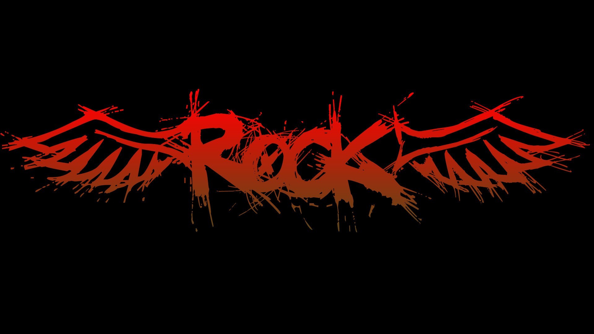 Rock, Ali, Tipografia, Rosso e nero, Full HD, sfondo per PC