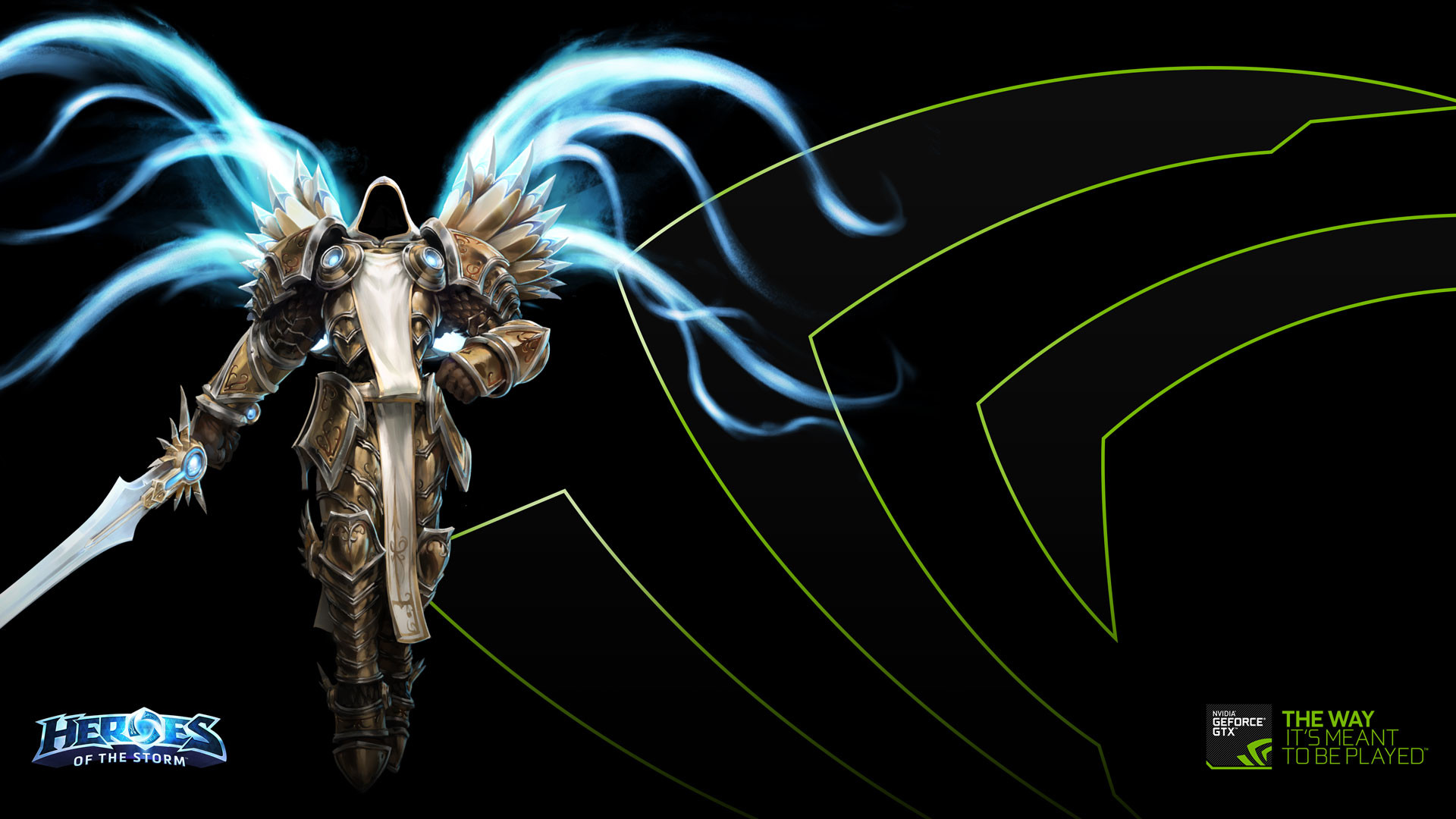 Tyrael, Heroes of the Storm, Nvidia, GeForce, Ali, 16:9 Full HD, sfondo widescreen
