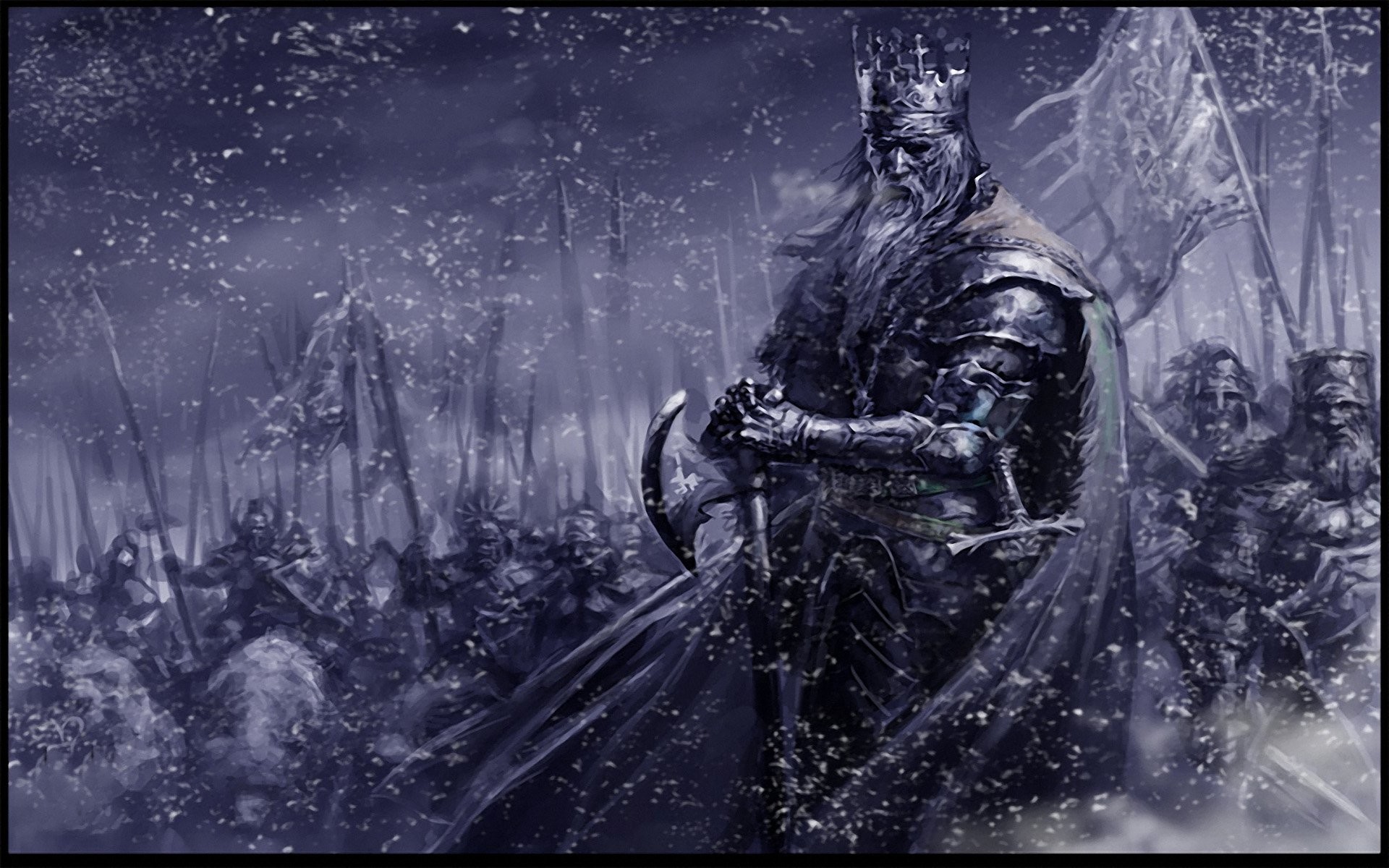 Re guerriero, Esercito, Neve, Corona, 16:10 Full HD, sfondo widescreen