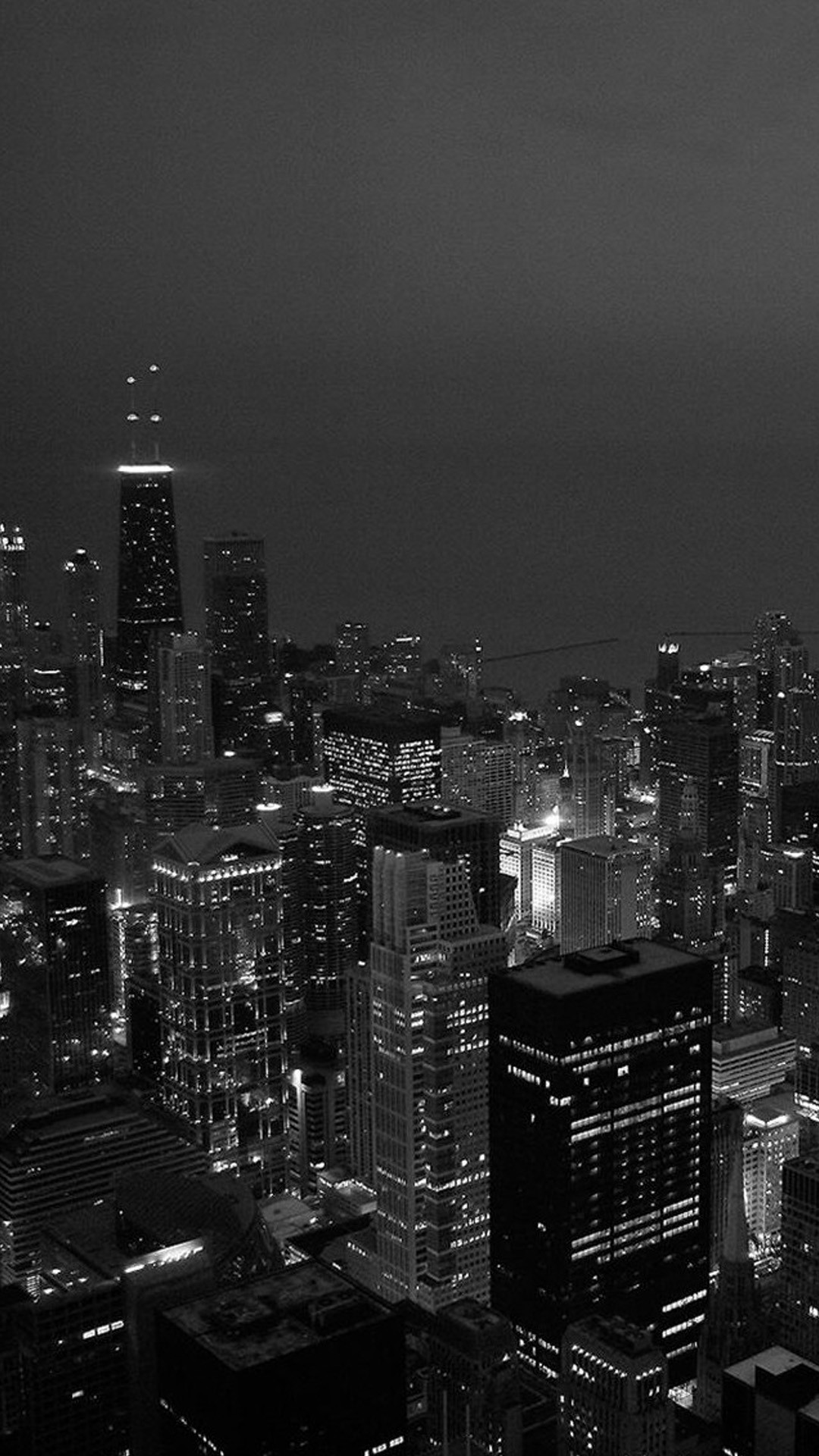 Chicago, Grattacieli, Bianco e nero, Nebbia, Full HD, sfondo verticale per cellulare