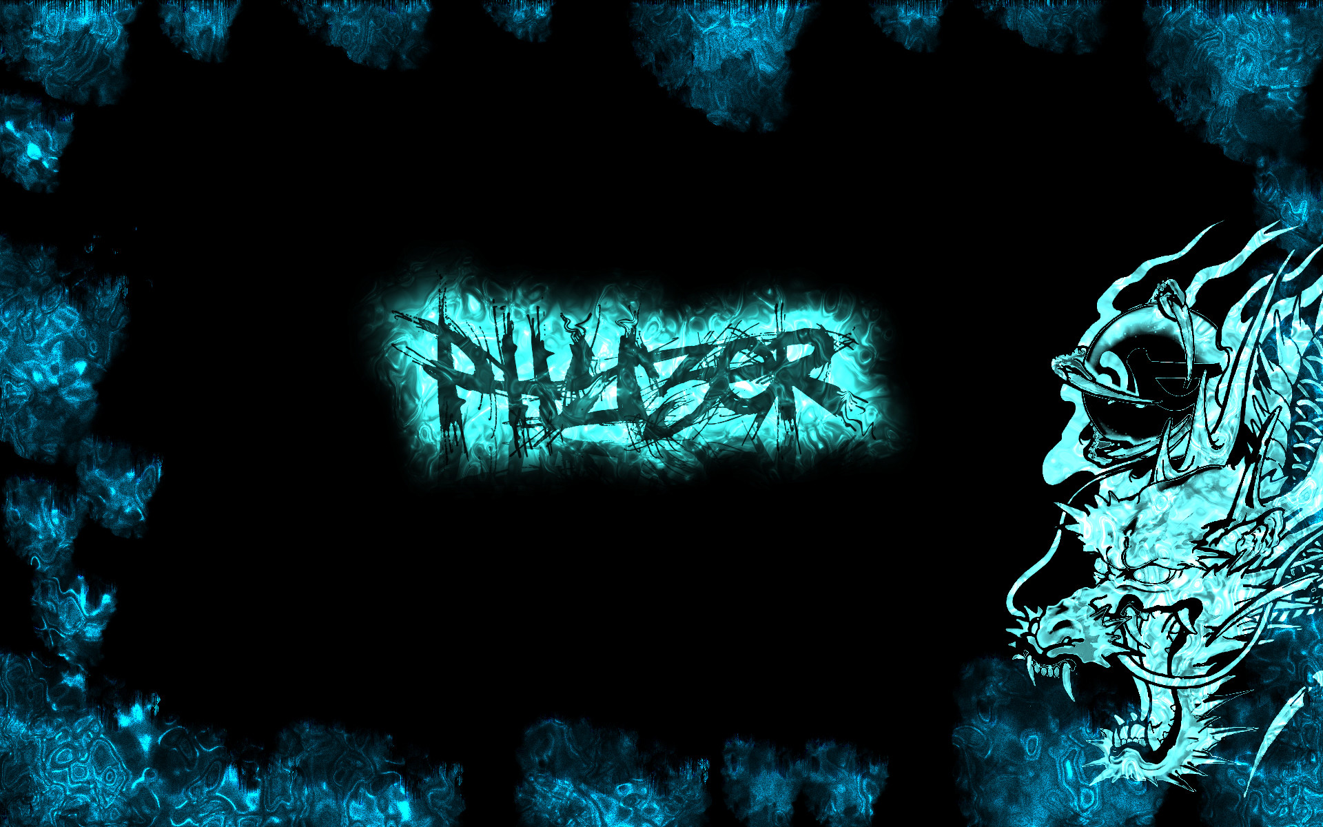 Phazer, Drago, Azzurro, Sfondo nero, Full HD, wallpaper desktop