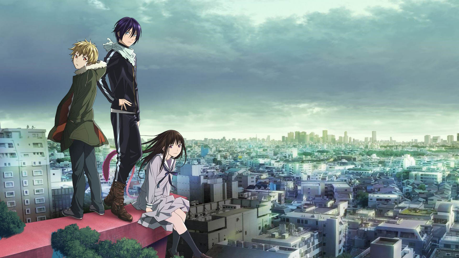 Yato, Hiyori Iki, Yukine, Noragami, Città, Tetto, Full HD 1080p, sfondo desktop
