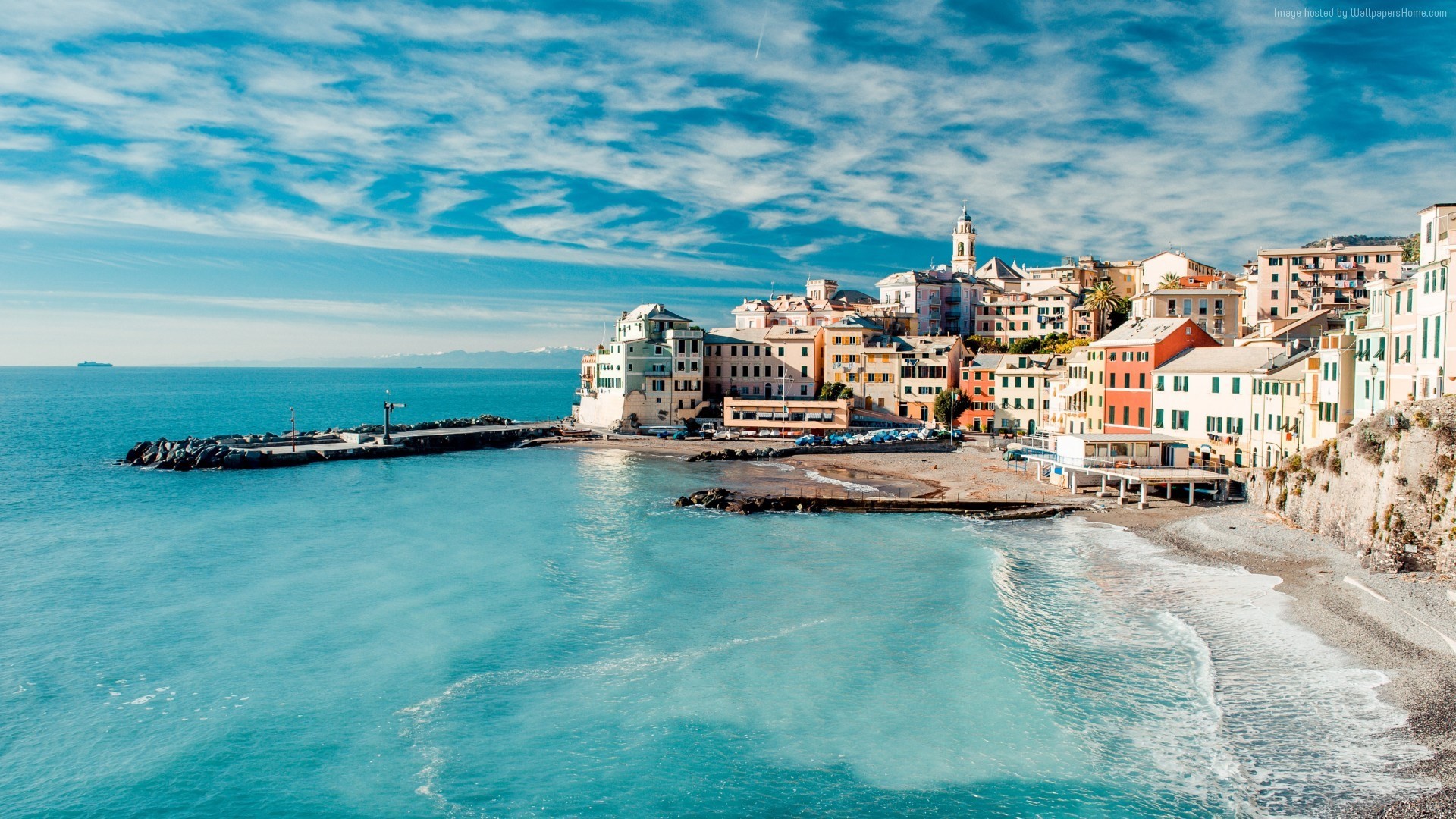Bogliasco, Liguria, Spiaggia, Mare turchese, Full HD, sfondo desktop