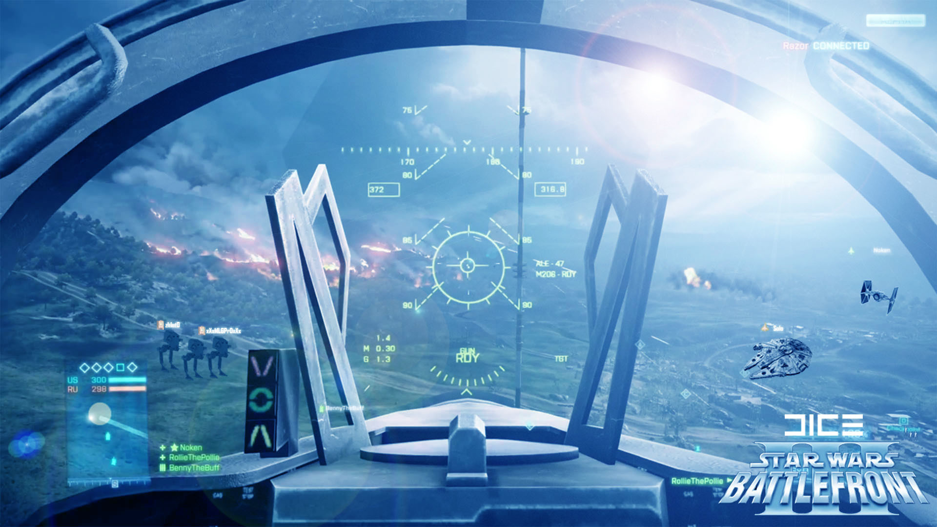 Star Wars Battlefront, Cabina di pilotaggio, X-wing, HUD, Full HD, sfondo per PC e portatile