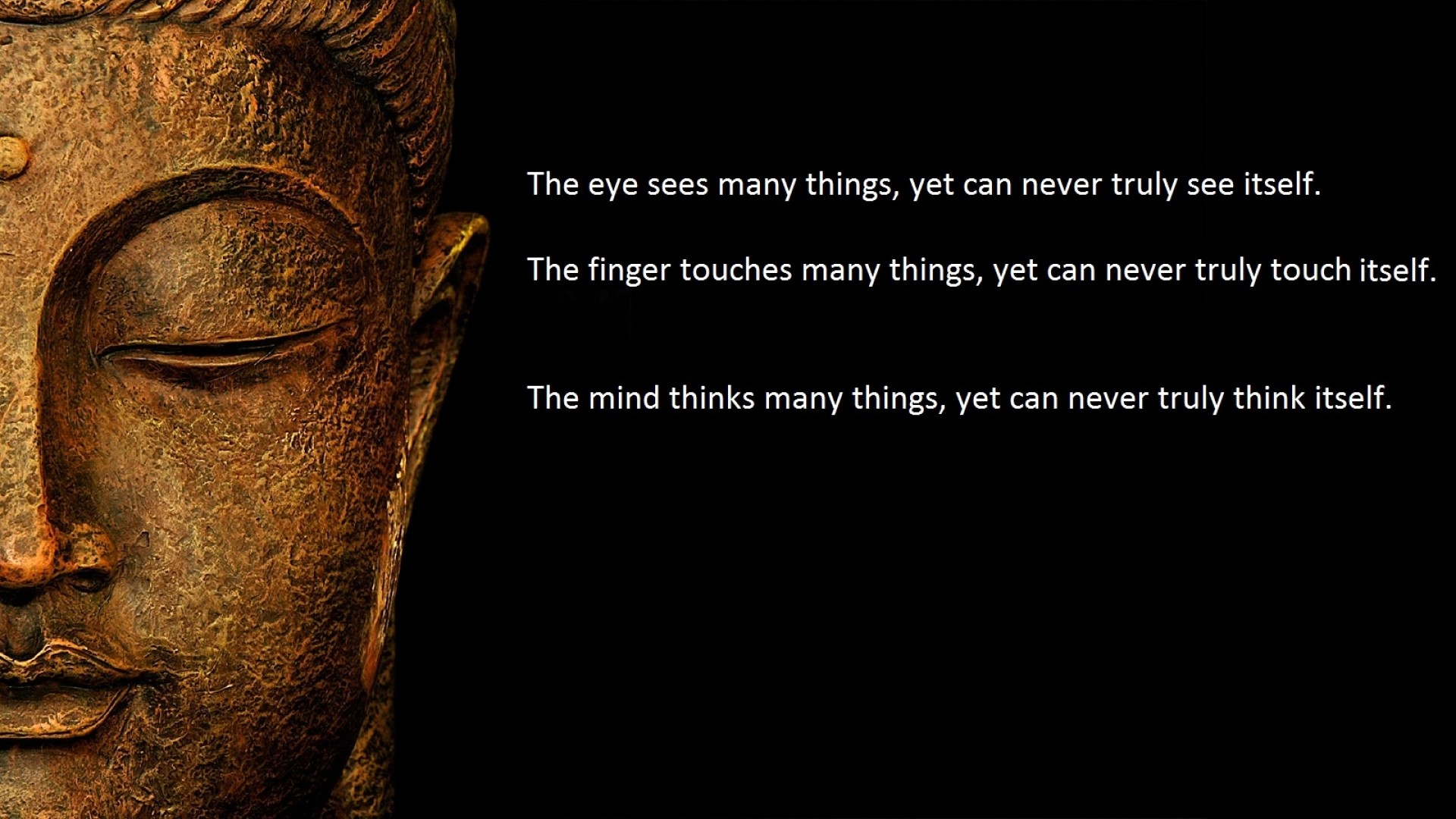 Buddha, Citazione, Volto, Sfondo nero, Full HD, wallpaper per portatile