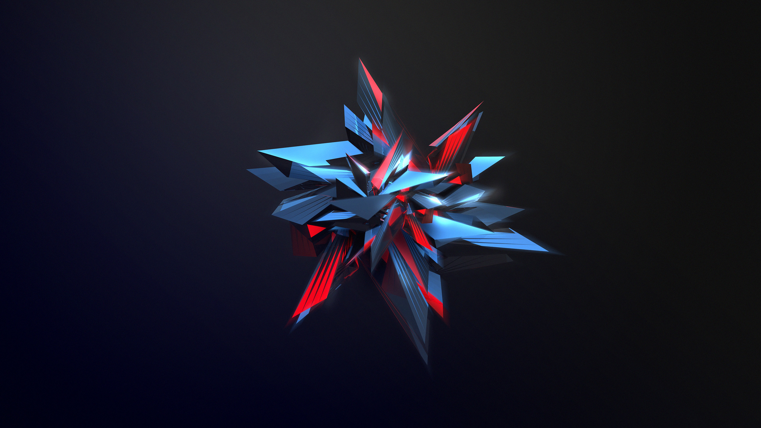 Arte astratta, Low poly, Stella 3D, Sfondo scuro, 2K, wallpaper desktop