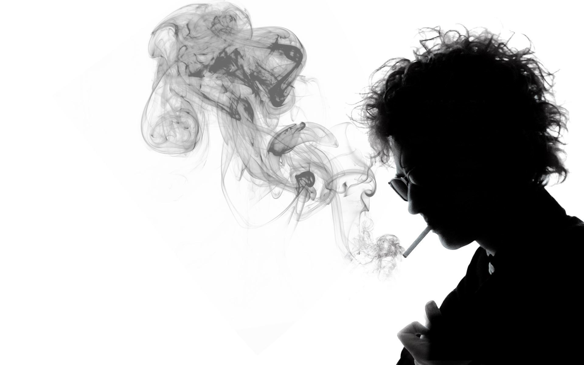 Silhouette, Fumo, Sigaretta, Sfondo bianco, 1920x1200, wallpaper desktop